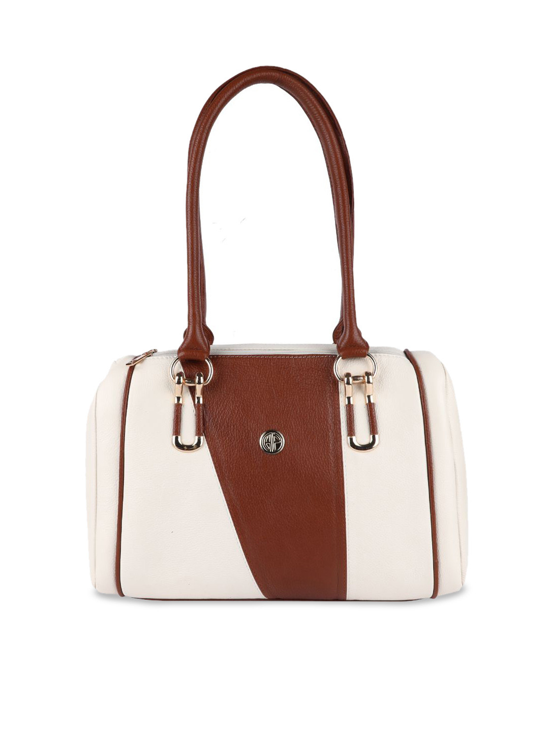 

HAMMONDS FLYCATCHER White Colourblocked Leather Structured Shoulder Bag with Applique