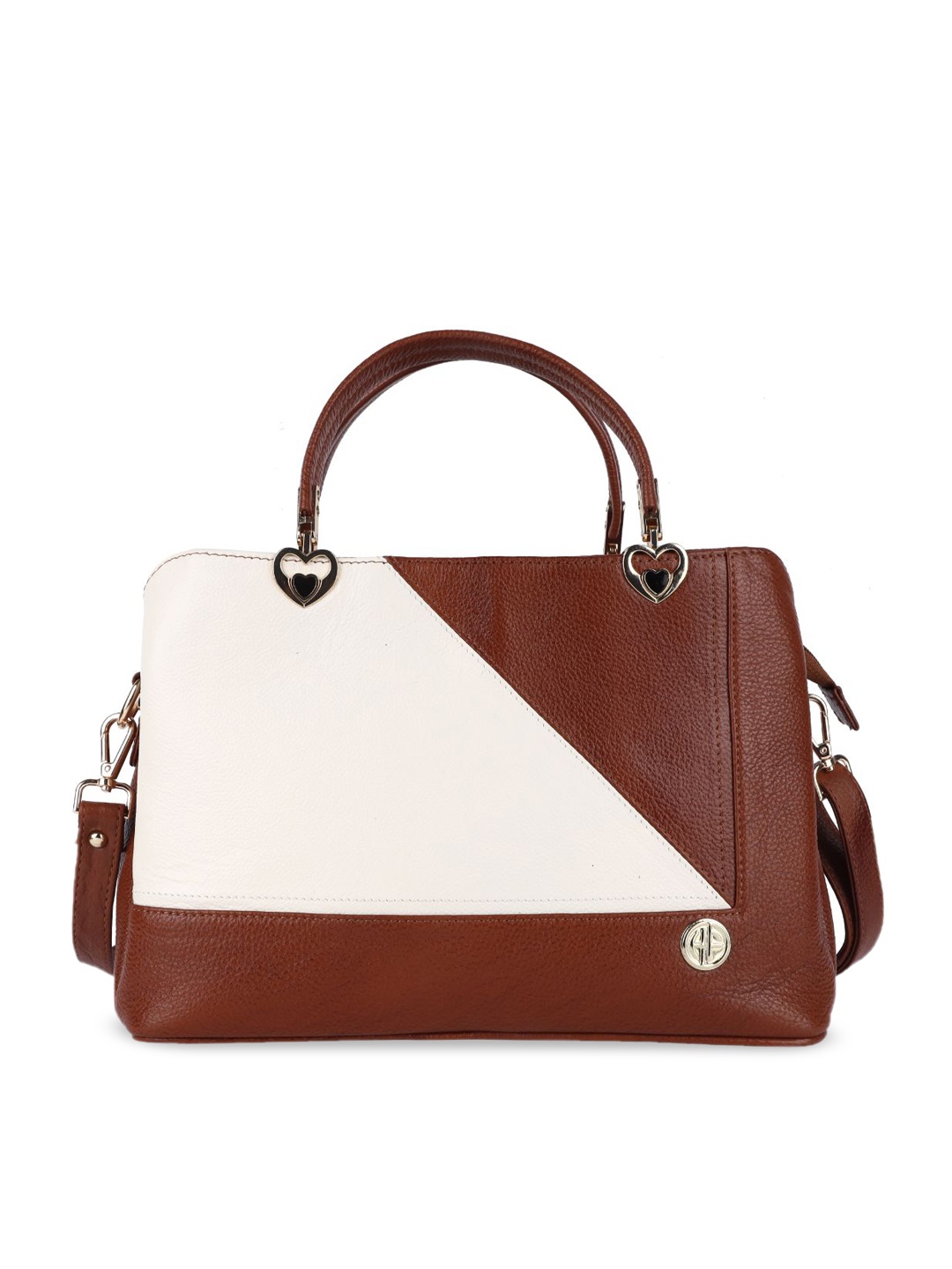 

HAMMONDS FLYCATCHER Brown Colourblocked Leather Structured Handheld Bag