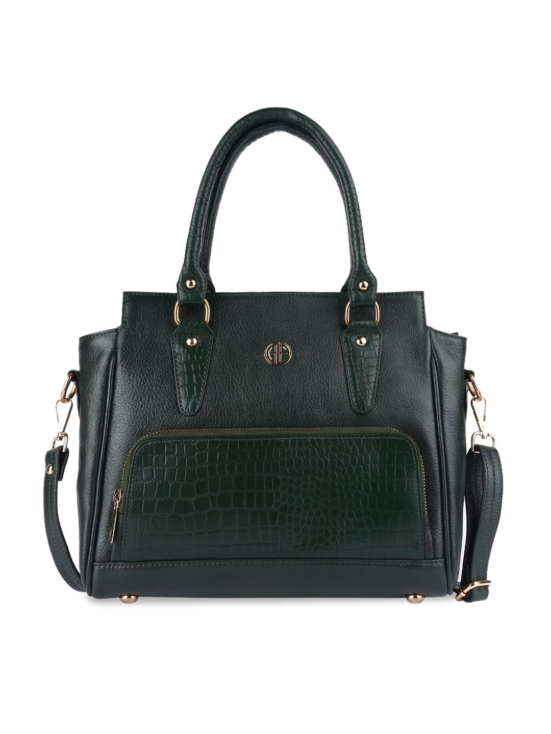 

HAMMONDS FLYCATCHER Green Leather Structured Handheld Bag with Fringed