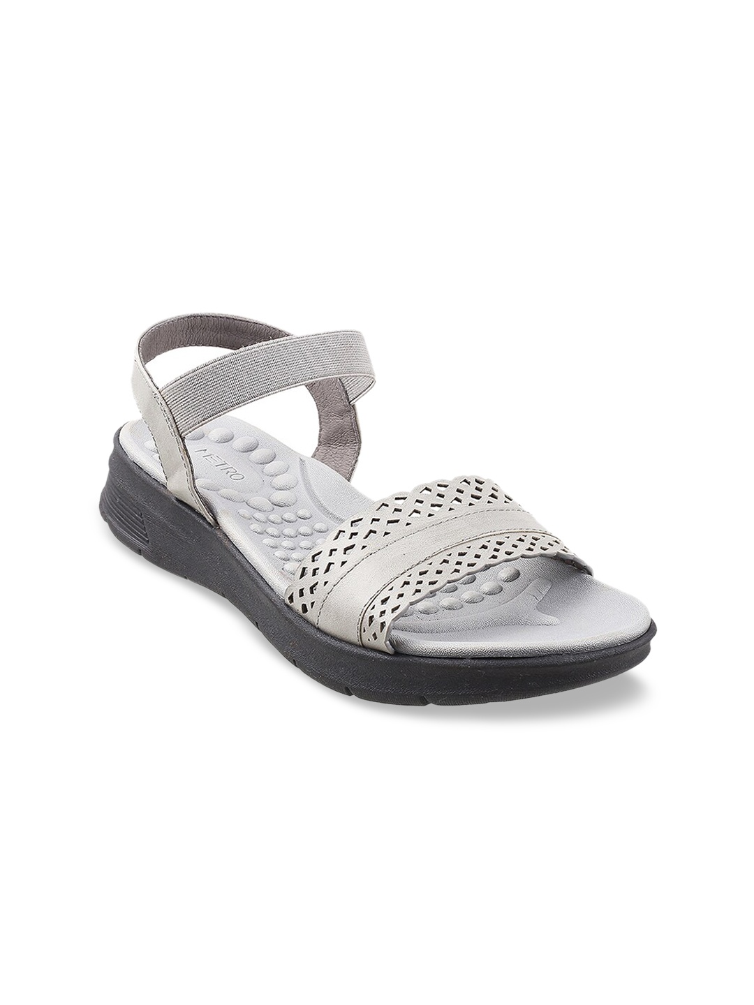 

Metro Grey Wedge Sandals with Laser Cuts