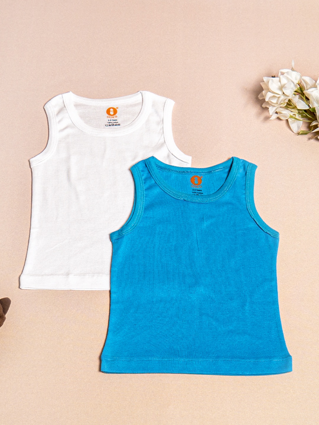 

OOKA Girls Assorted Pack of 2 Solid Cotton Ribbed Camisoles