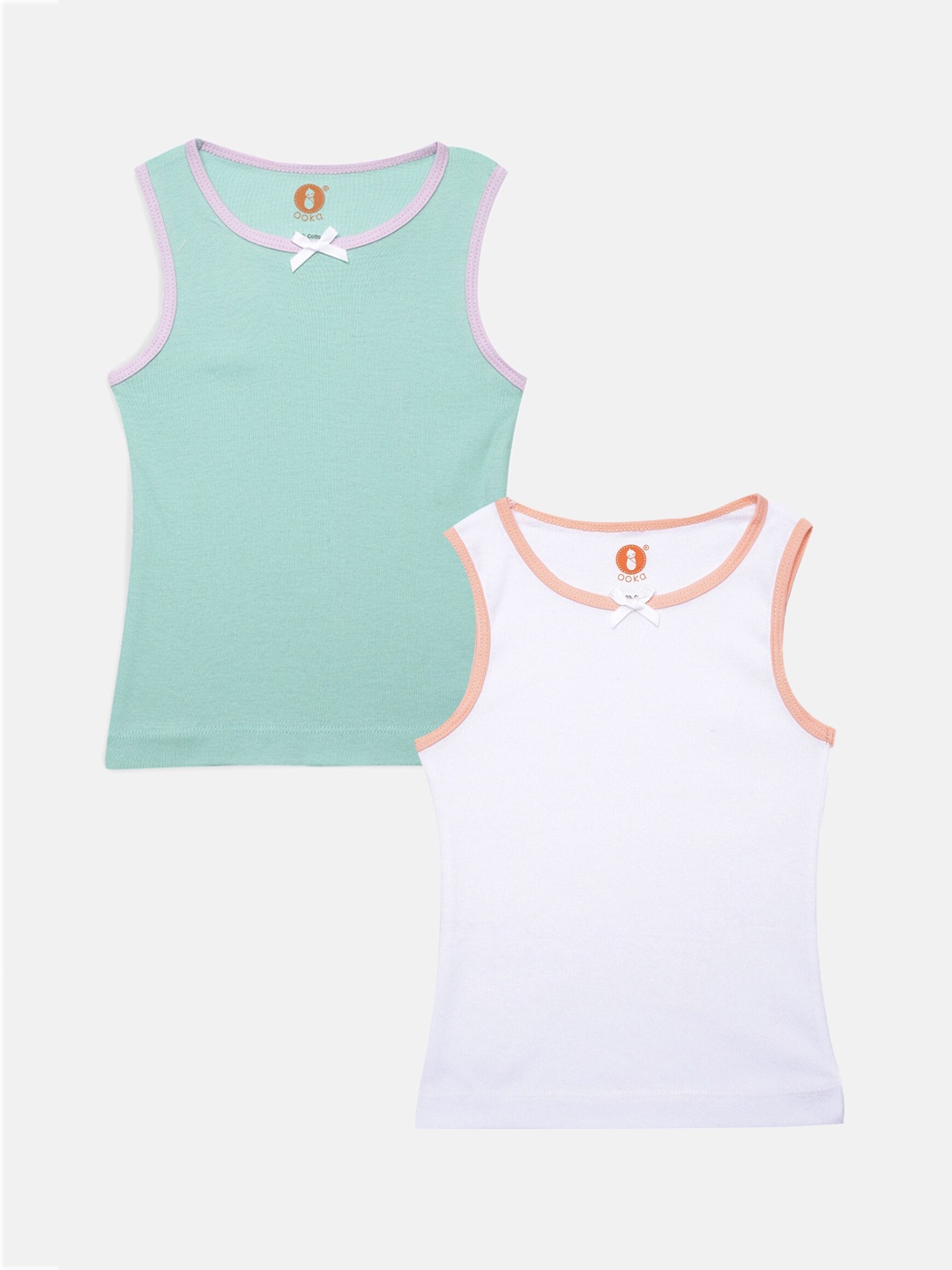 

OOKA Girls White Pack Of 2 Solid Camisoles