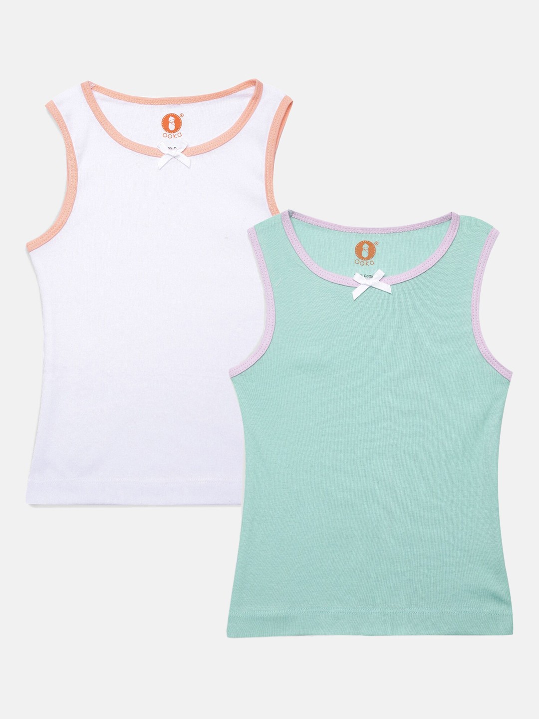 

OOKA Girls Pack Of 2 Assorted Solid Camisoles, White