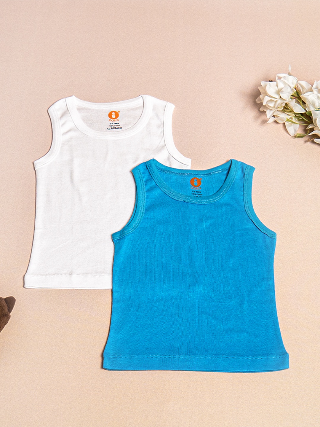 

OOKA Boys Pack of 2 Assorted Solid Cotton Innerwear Vests