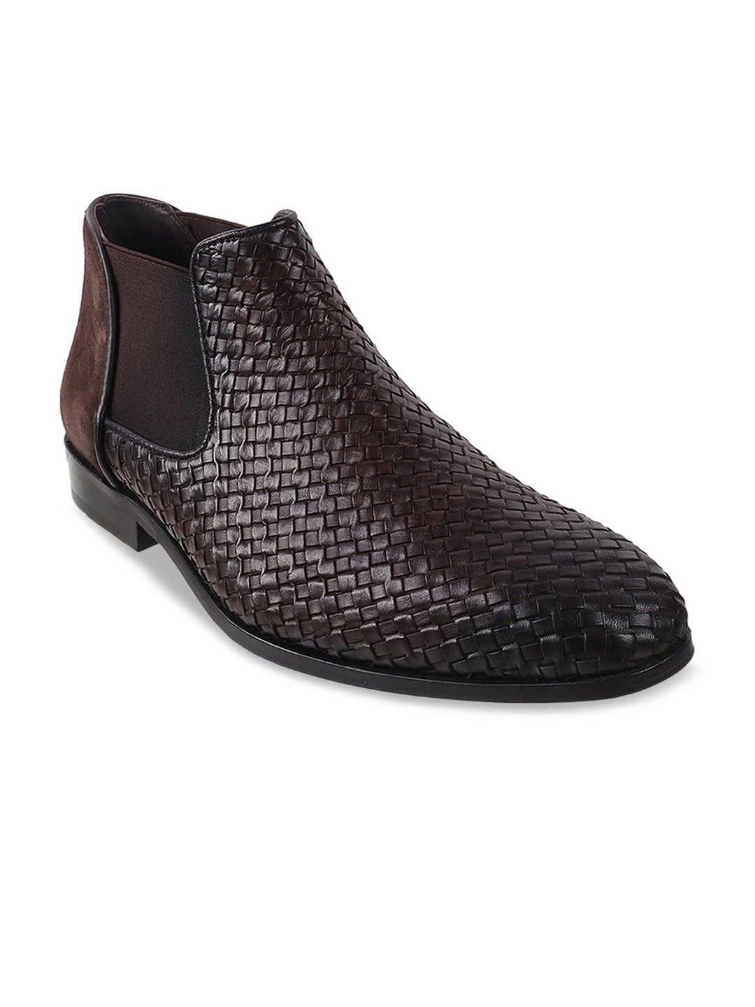 

J.FONTINI Men Brown Textured Leather Slip-On Formal Shoes