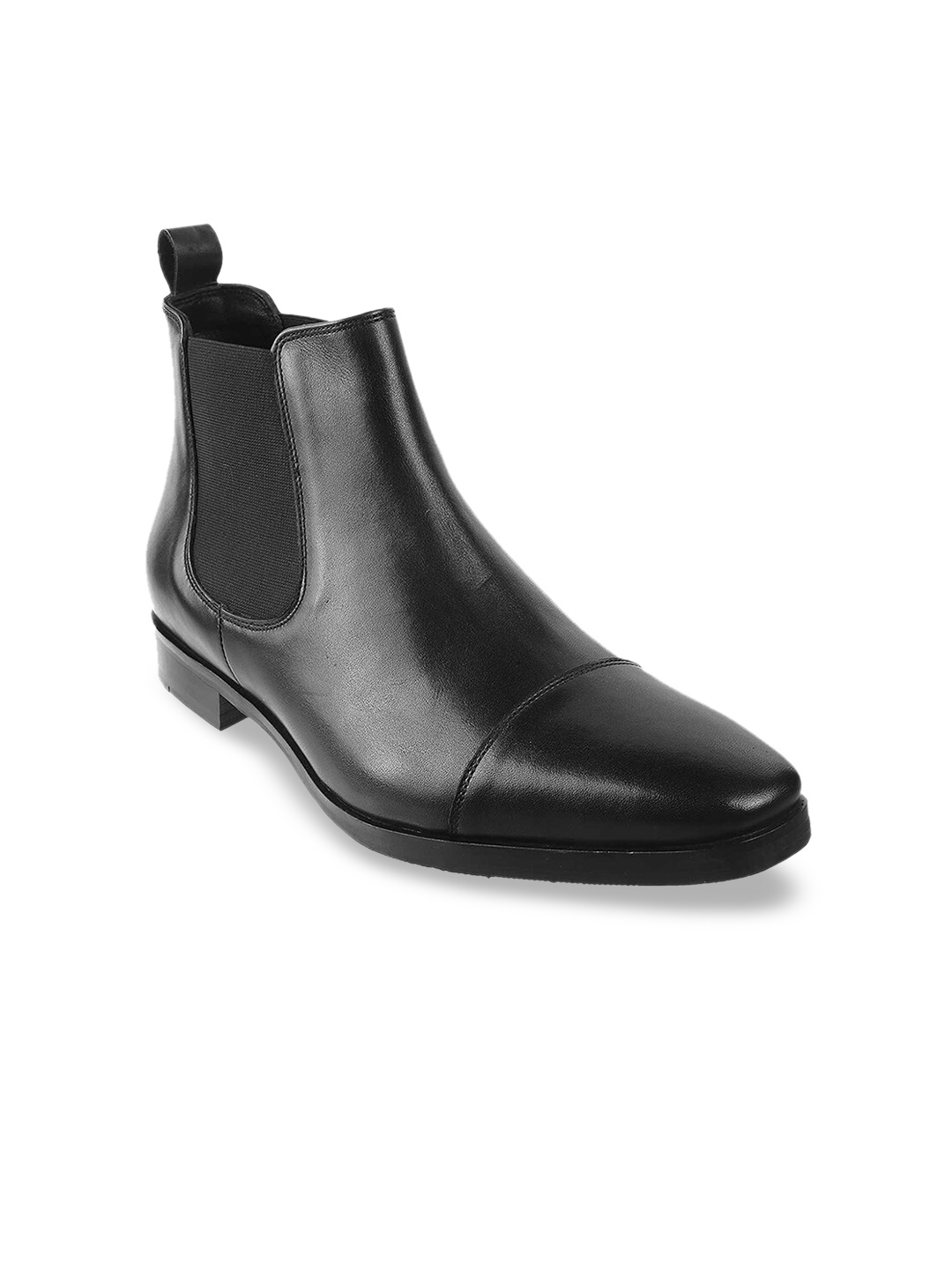 

J.FONTINI Men Black Solid Leather Formal Slip On Shoes