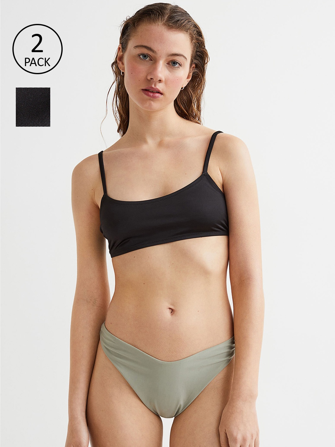 

H&M Women 2-Pack Bikini Bottoms 0953737013, Black