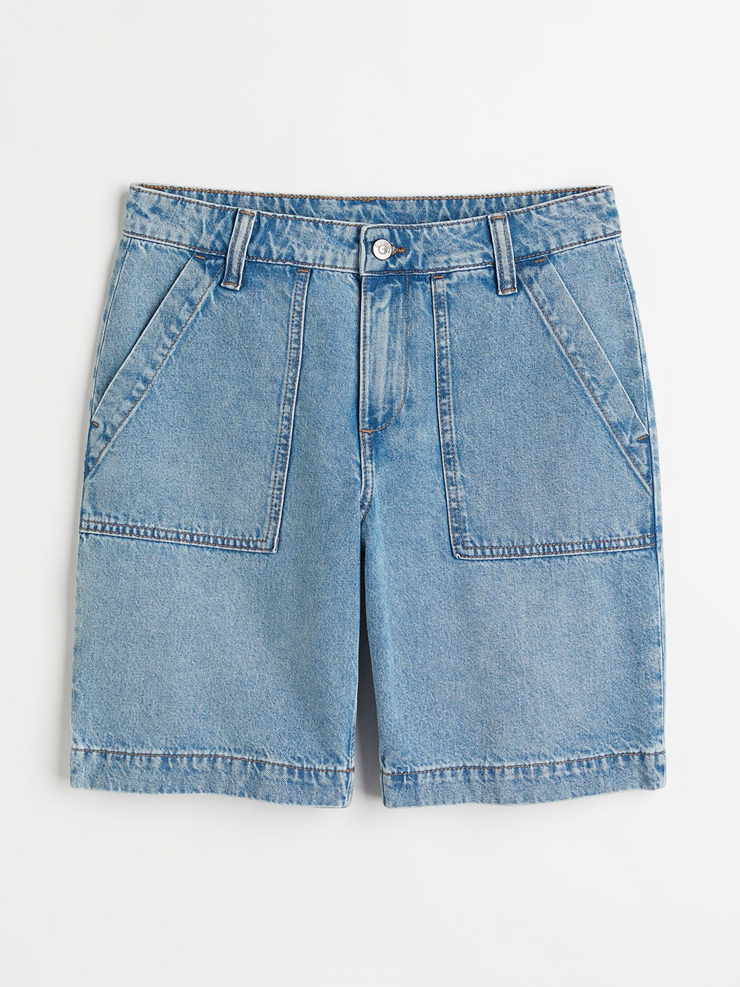 

H&M Women Blue Solid Low Waist Cargo shorts