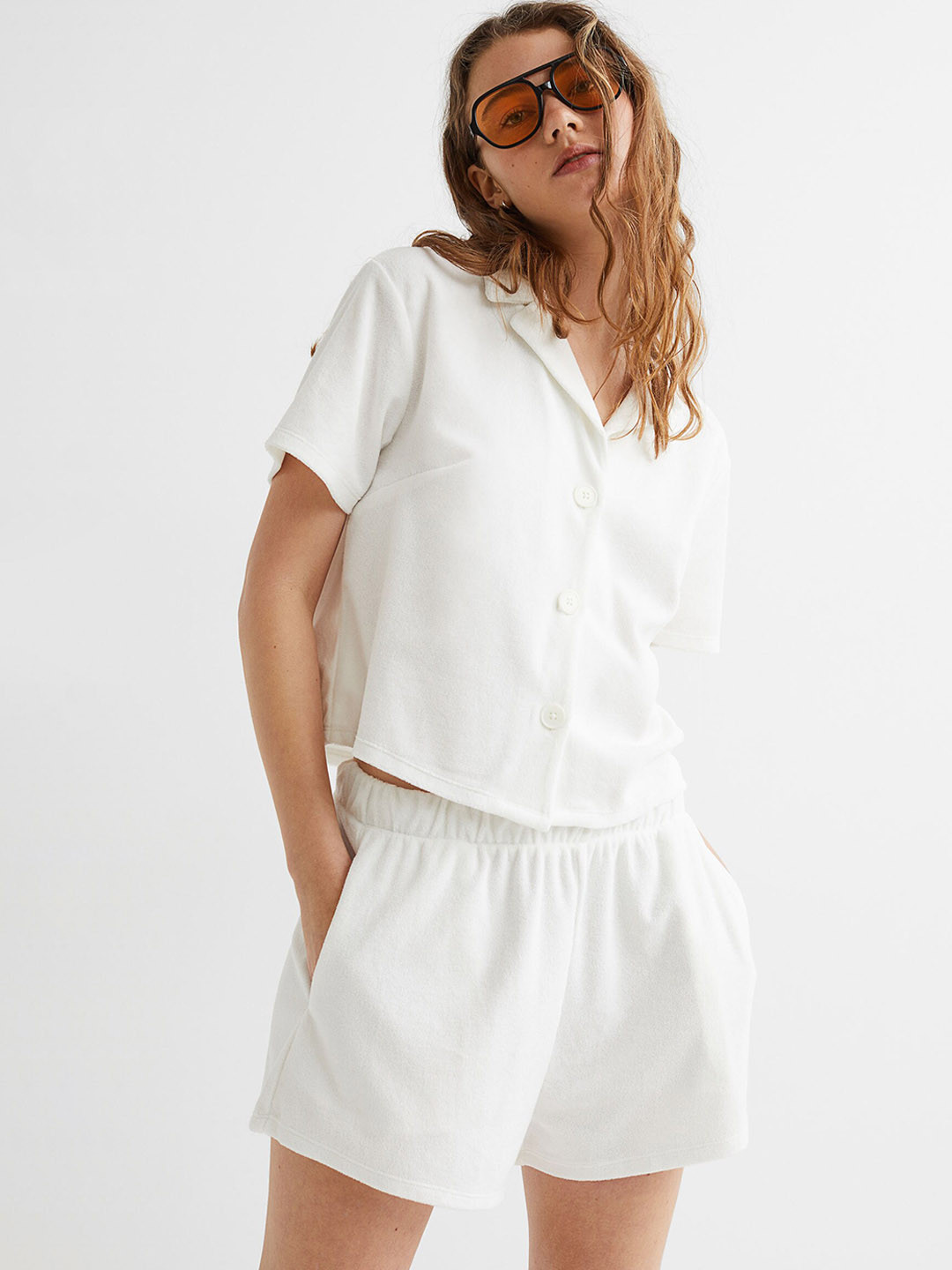 

H&M Women White Terry Shorts