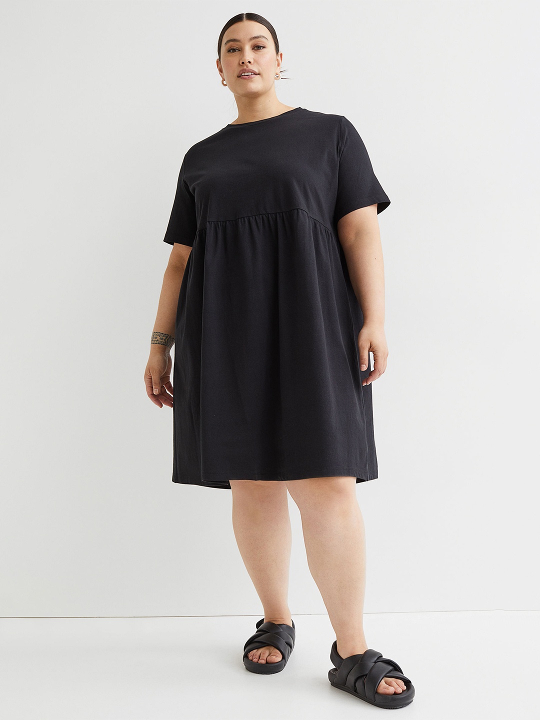 

H&M Women Plus Size Black Cotton Jersey Dress