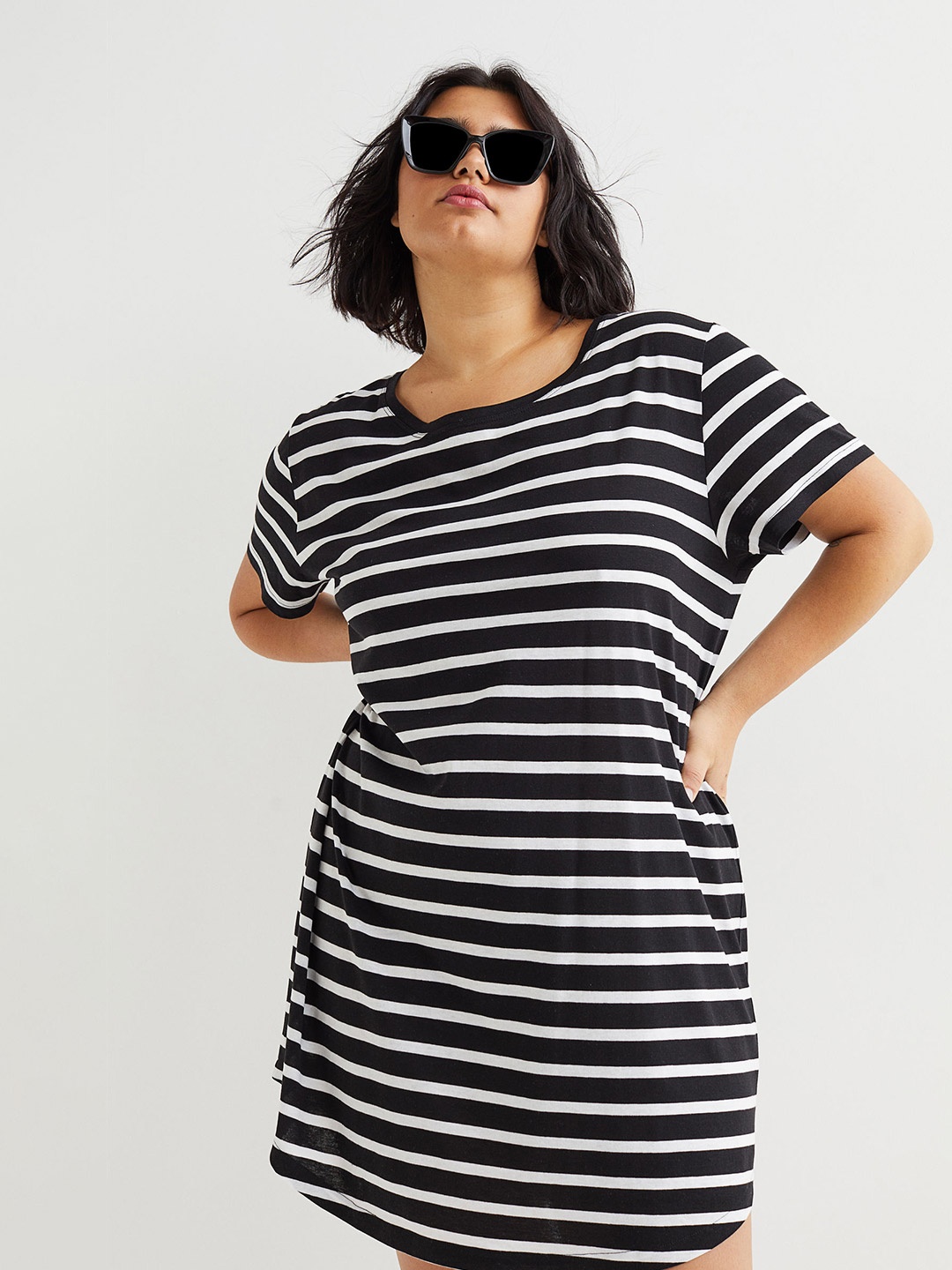 

H&M Women Plus Size Black Modal-blend T-shirt Dress