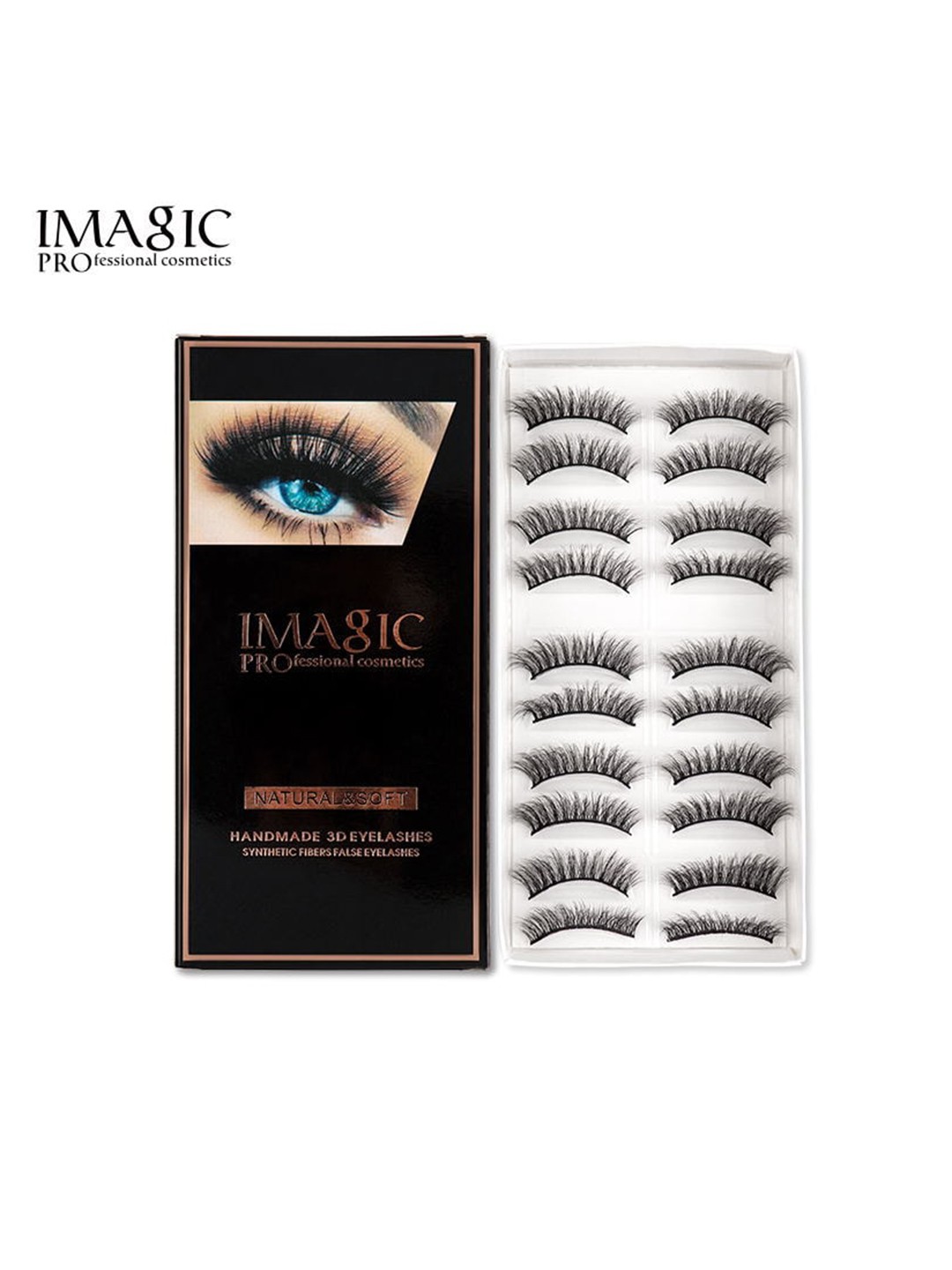 

IMAGIC PROfessional Cosmetics 10 Pairs Handmade 3D False Eyelashes - L07, Black