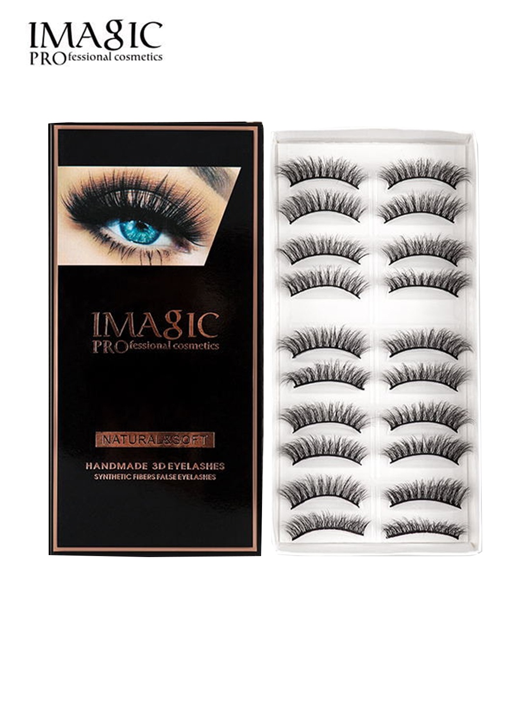 

IMAGIC PROfessional Cosmetics 10 Pairs Handmade 3D False Eyelashes - L10, Black
