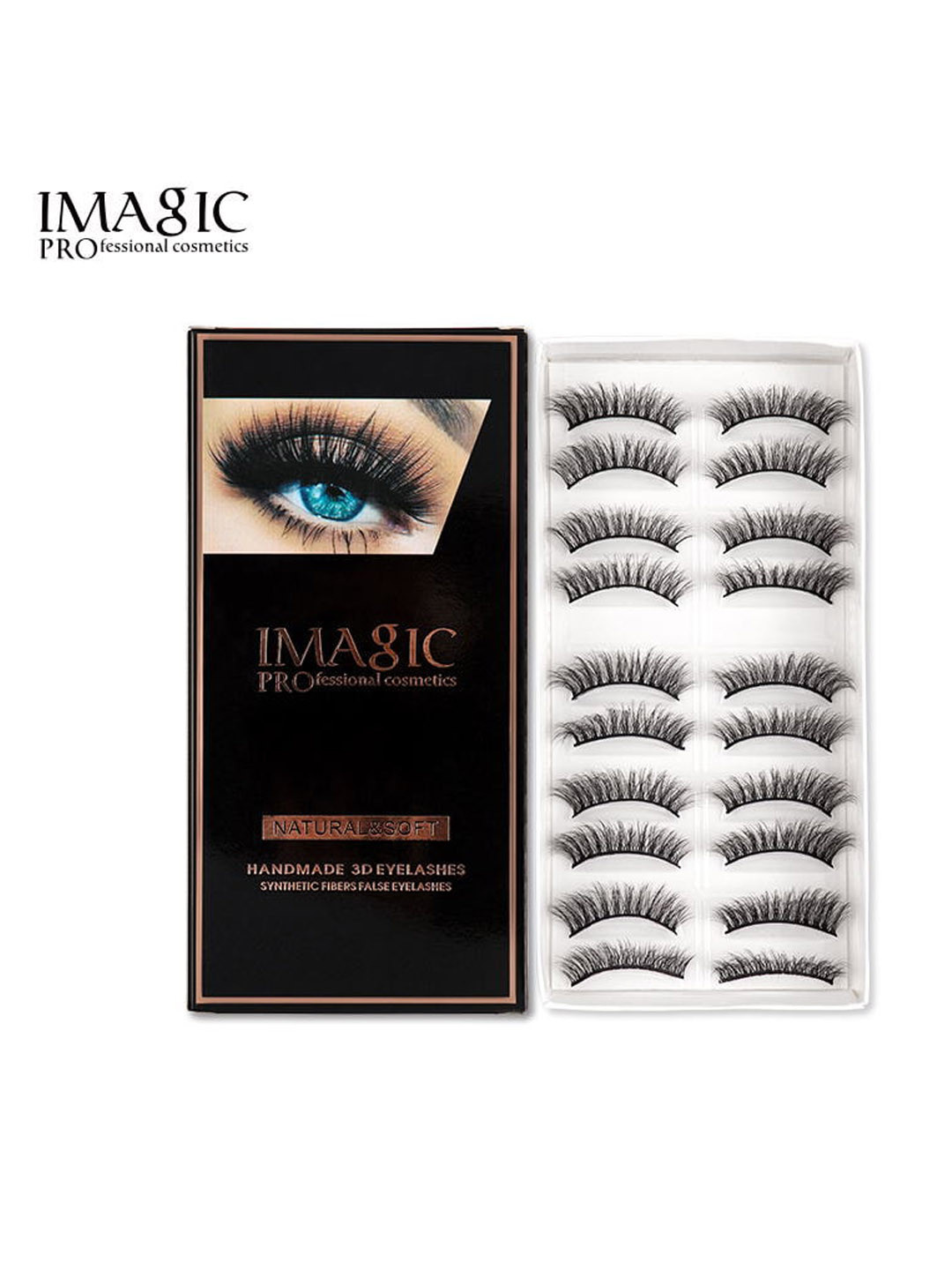 

IMAGIC PROfessional Cosmetics 10 Pairs Handmade 3D False Eyelashes - L08, Black