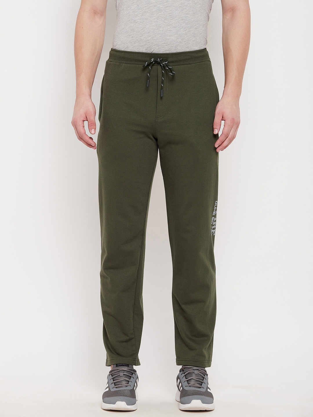 

Duke Men Olive Green Printed Track Pants