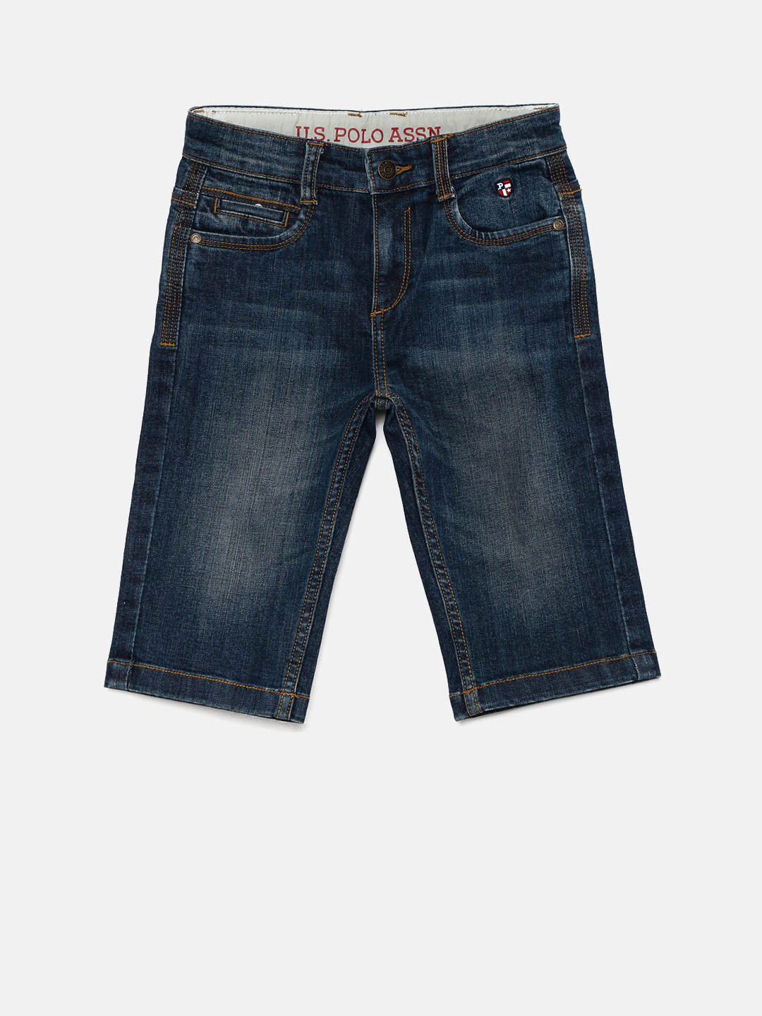 

U.S. Polo Assn. Kids Boys Blue Washed Slim Fit Denim Shorts