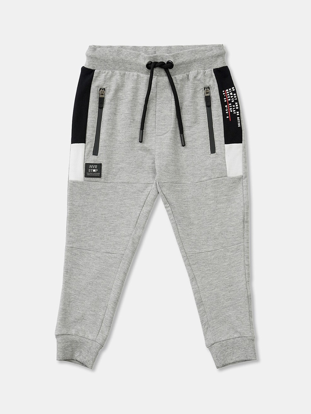 

R&B Boys Grey Solid Cotton Joggers