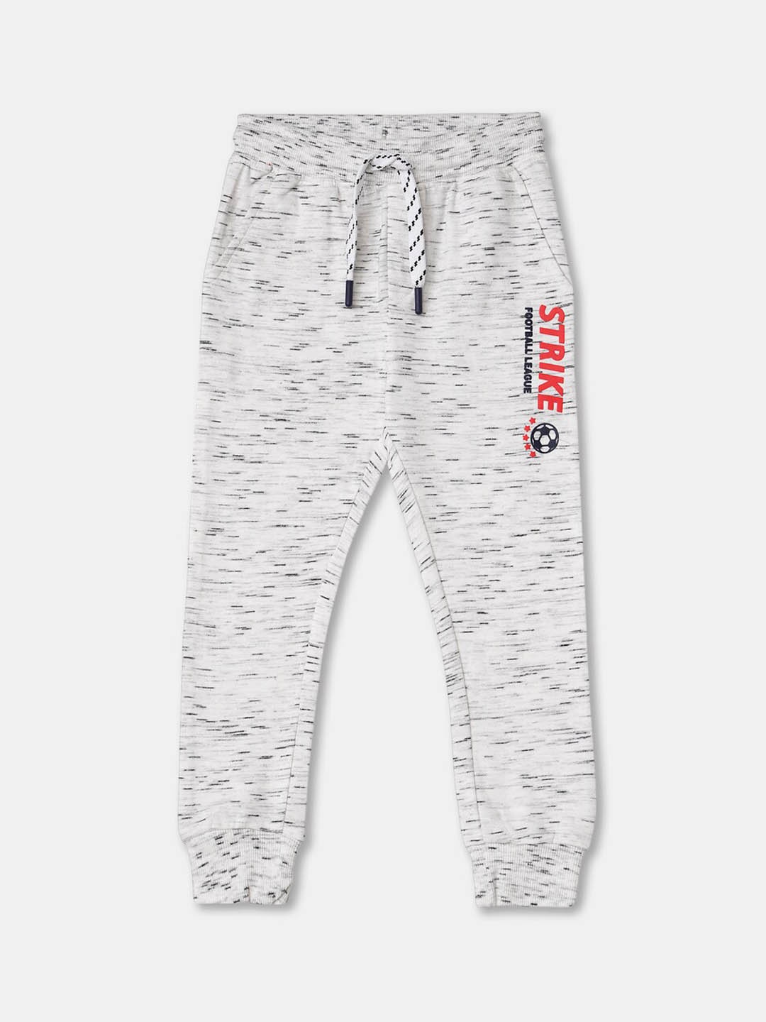 

R&B Boys White Printed Cotton Joggers