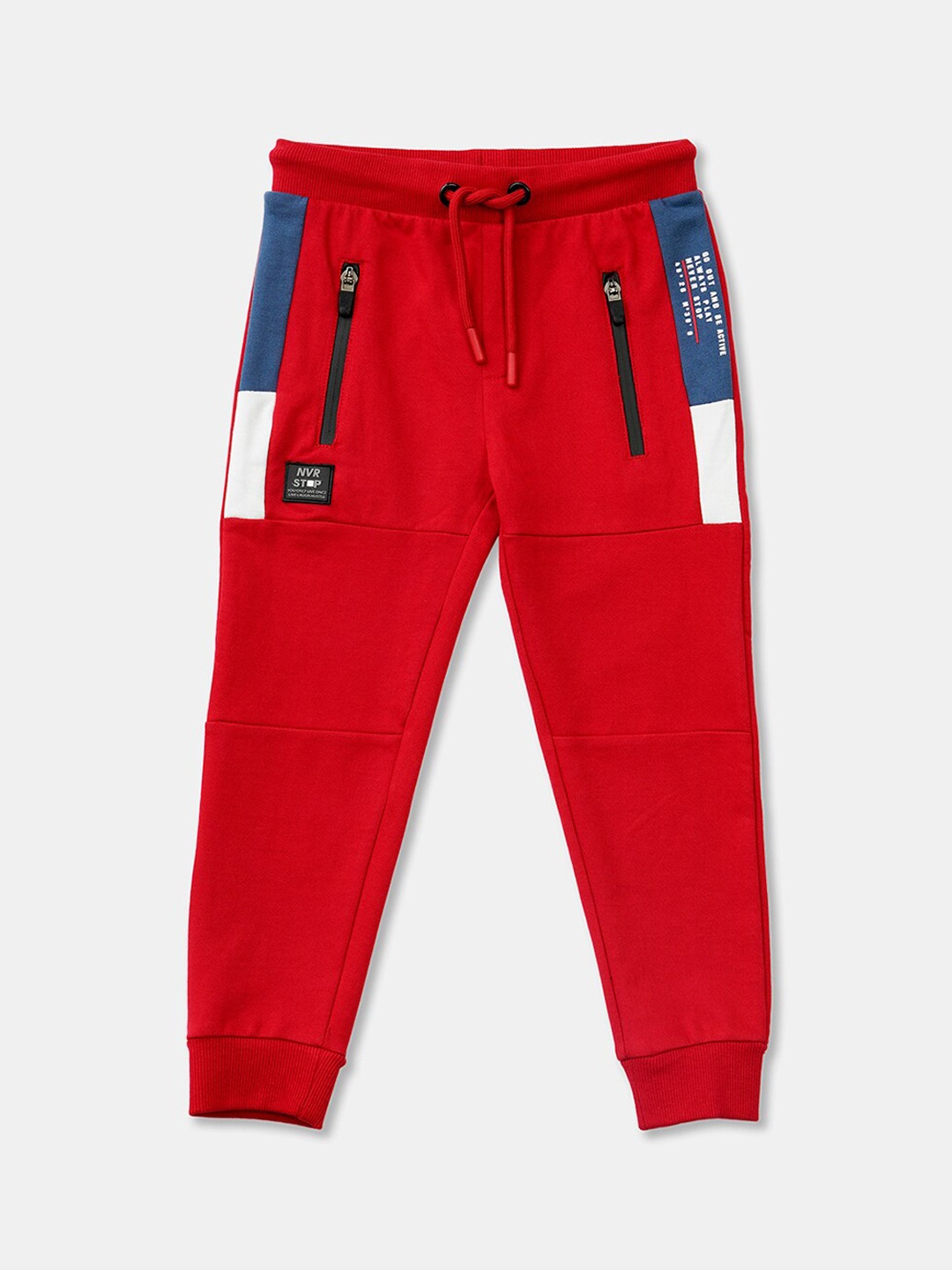 

R&B Boys Red Solid Cotton Joggers