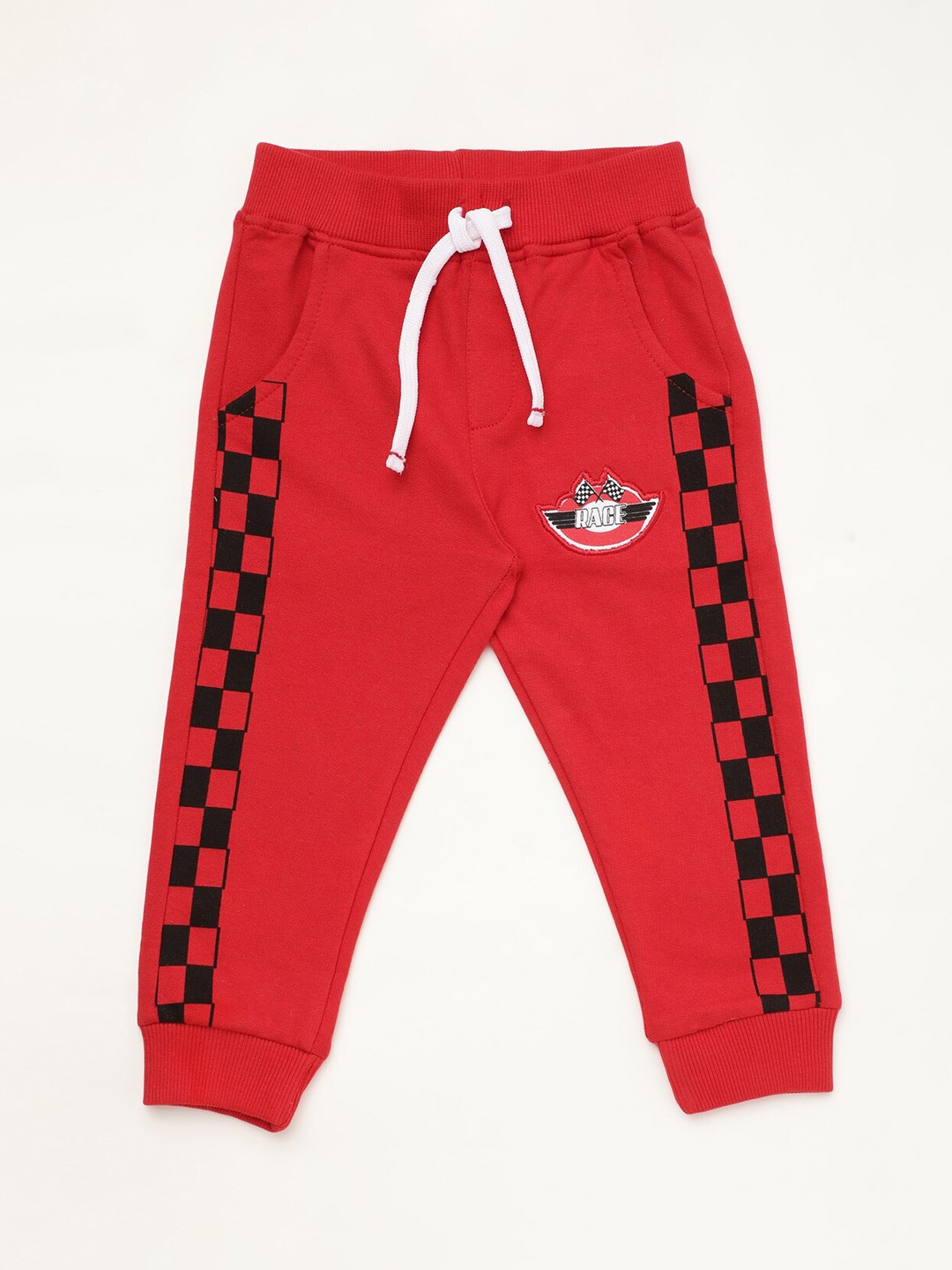 

R&B Boys Red Solid Cotton Joggers