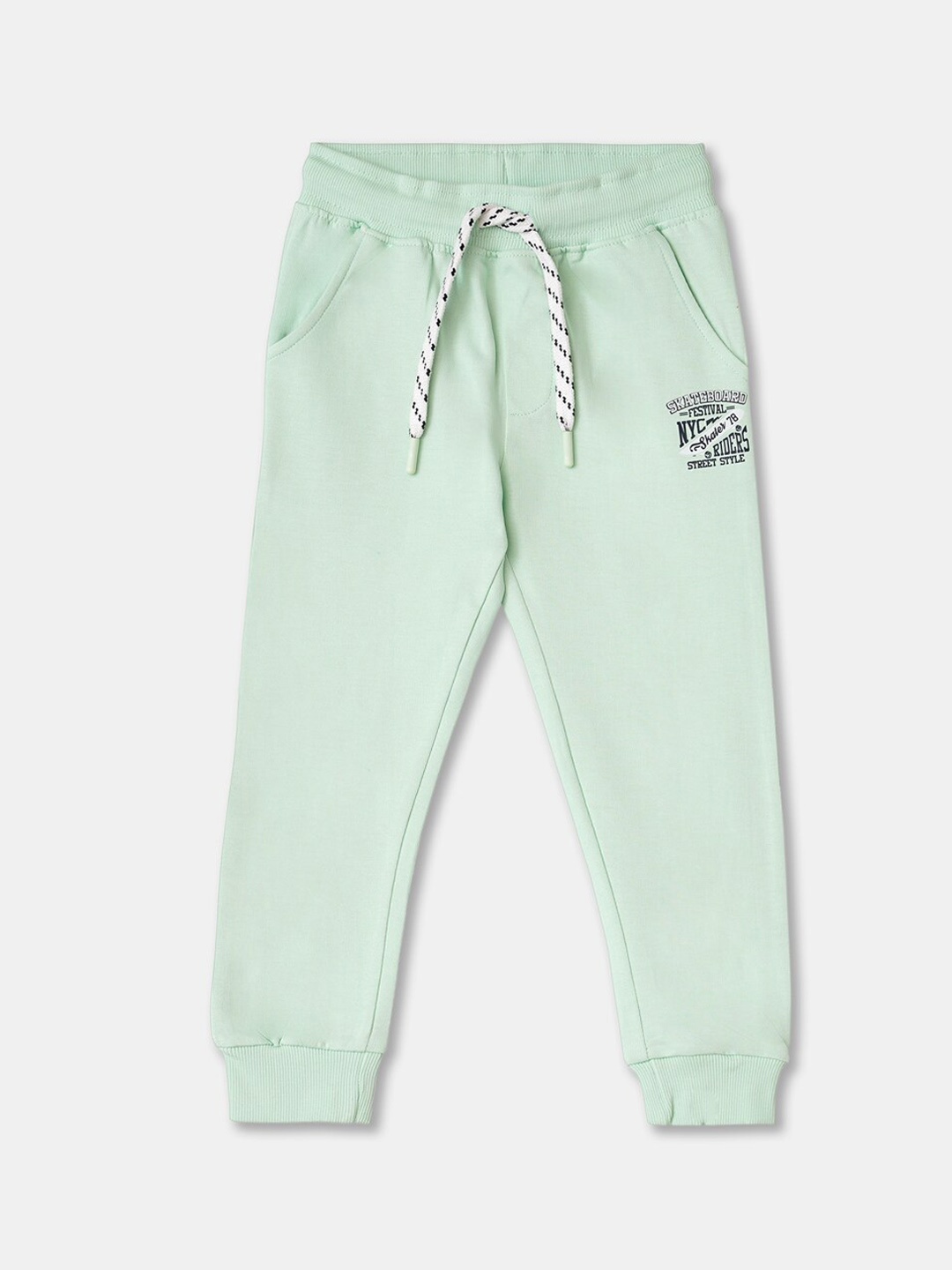 

R&B Boys Green Solid Cotton Joggers