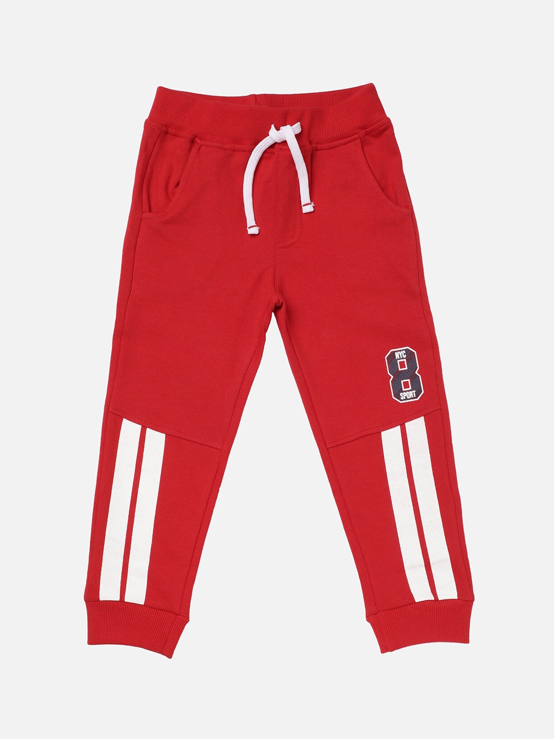 

R&B Boys Red Solid Cotton Joggers