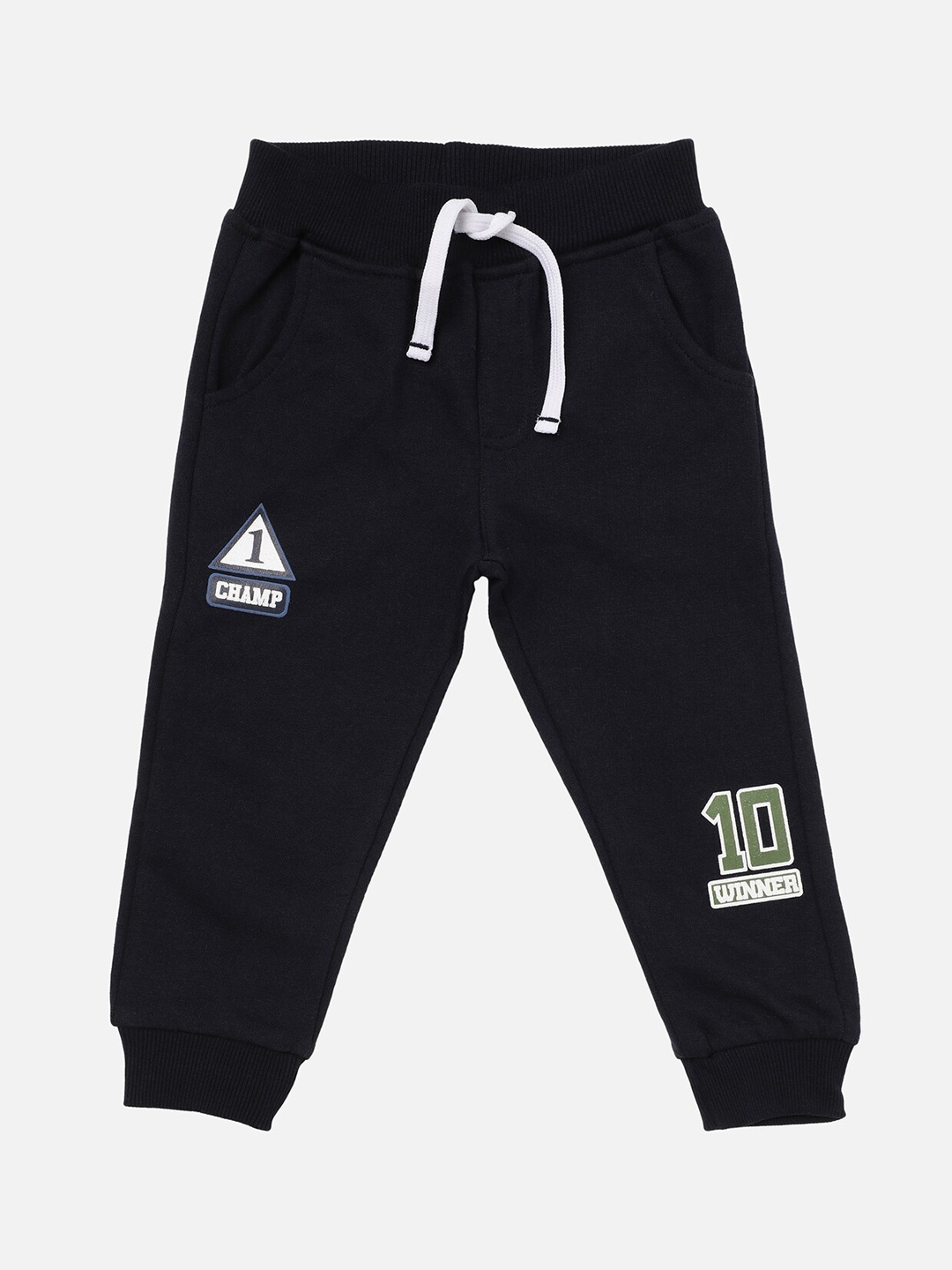 

R&B Infant Boys Navy Blue Solid Regular-Fit Pure Cotton Joggers Track Pants