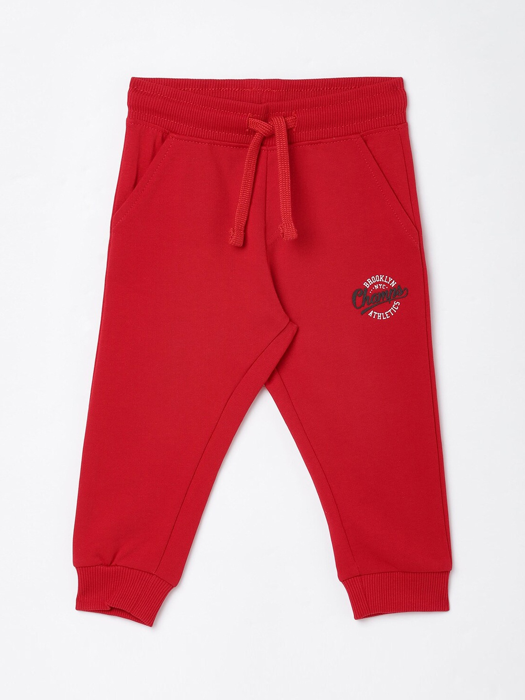 

R&B Infant Boys Red Solid Cotton Joggers