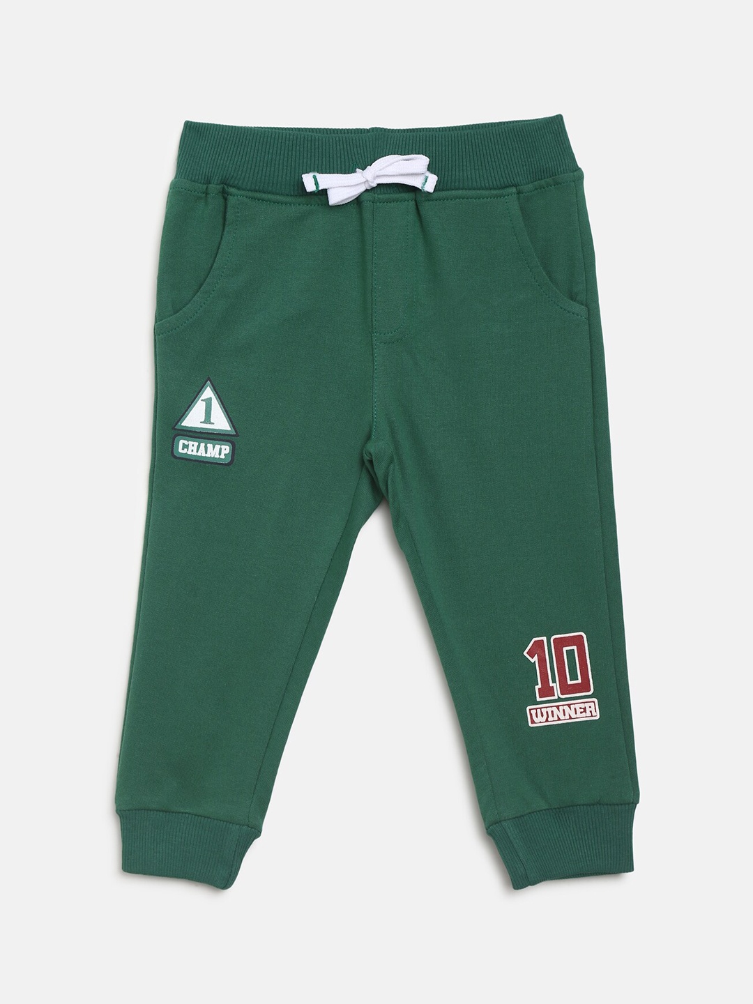 

R&B Boys Green Solid Cotton Joggers