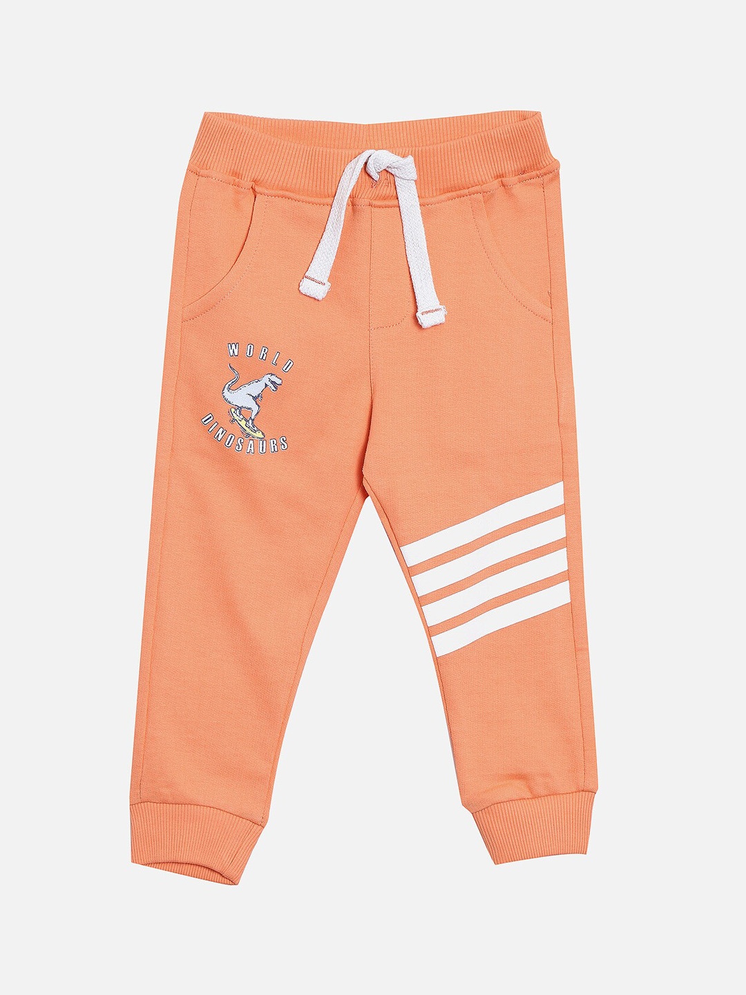 

R&B Boys Orange Solid Cotton Joggers