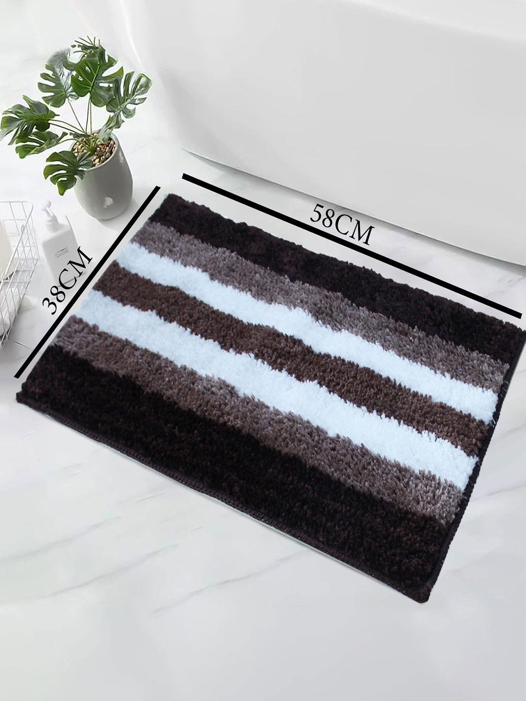 

LUXEHOME INTERNATIONAL Brown Striped Anti-Skid Door Mats