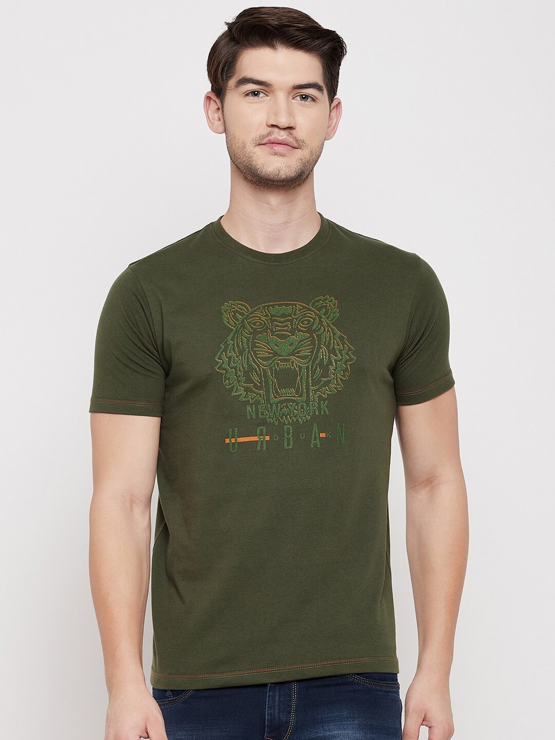 

Duke Men Green Printed T-shirt