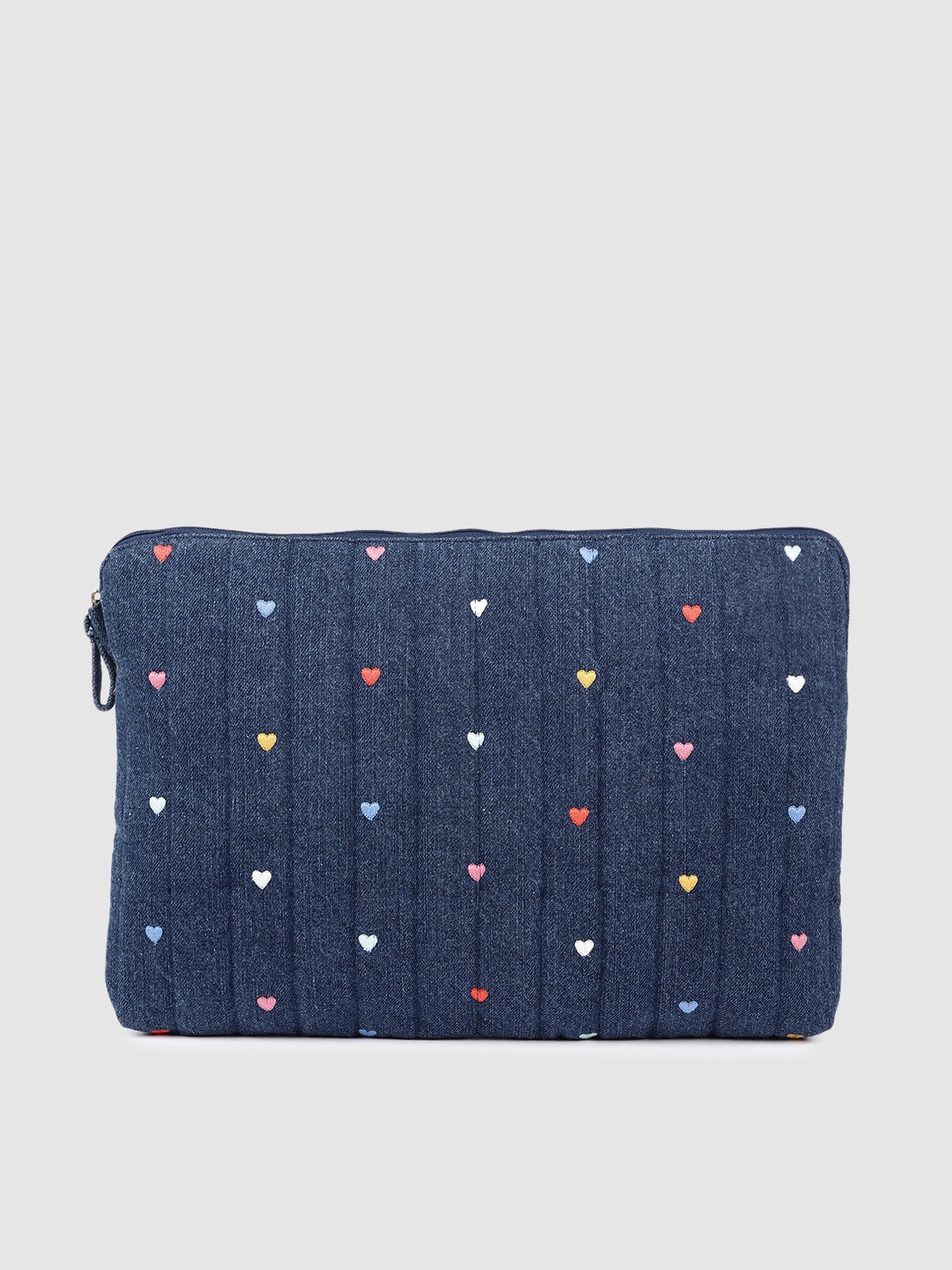 

Accessorize Women Blue Embroidered Denim Heart Purse