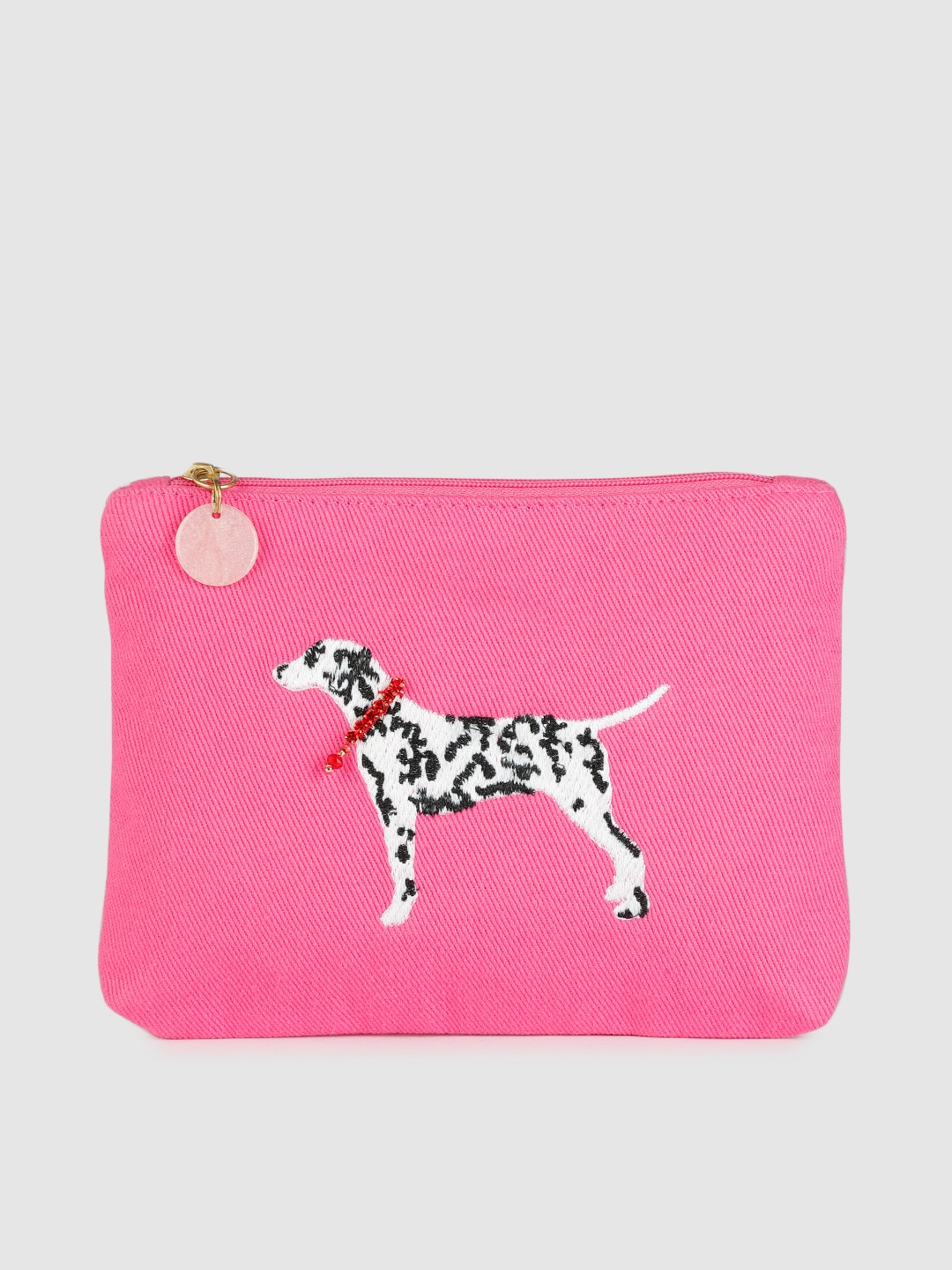 

Accessorize London Women Cotton Dalmatian Embroidered Purse, Pink