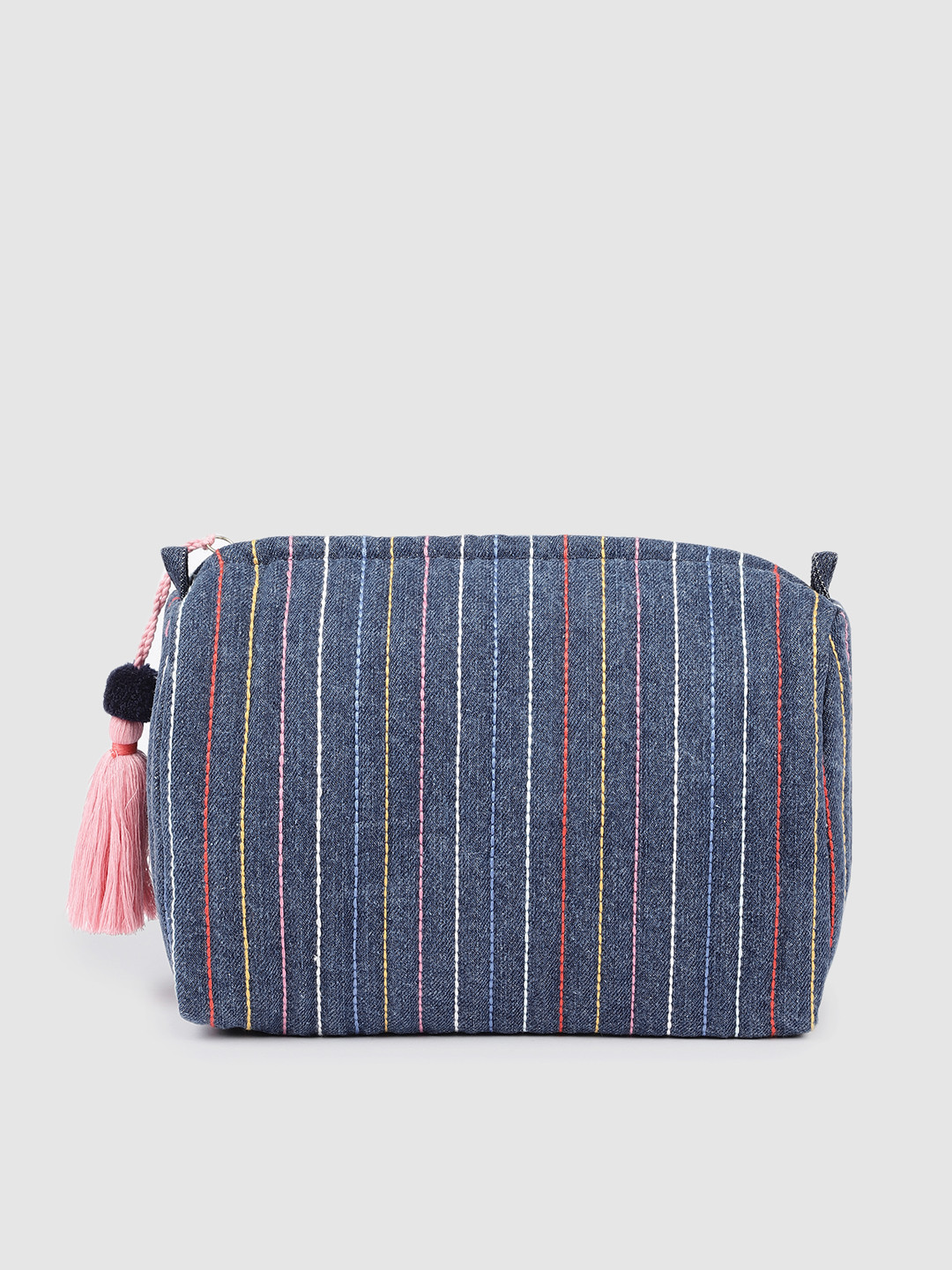 

Accessorize London Women Denim Rainbow Stitch Purse, Blue