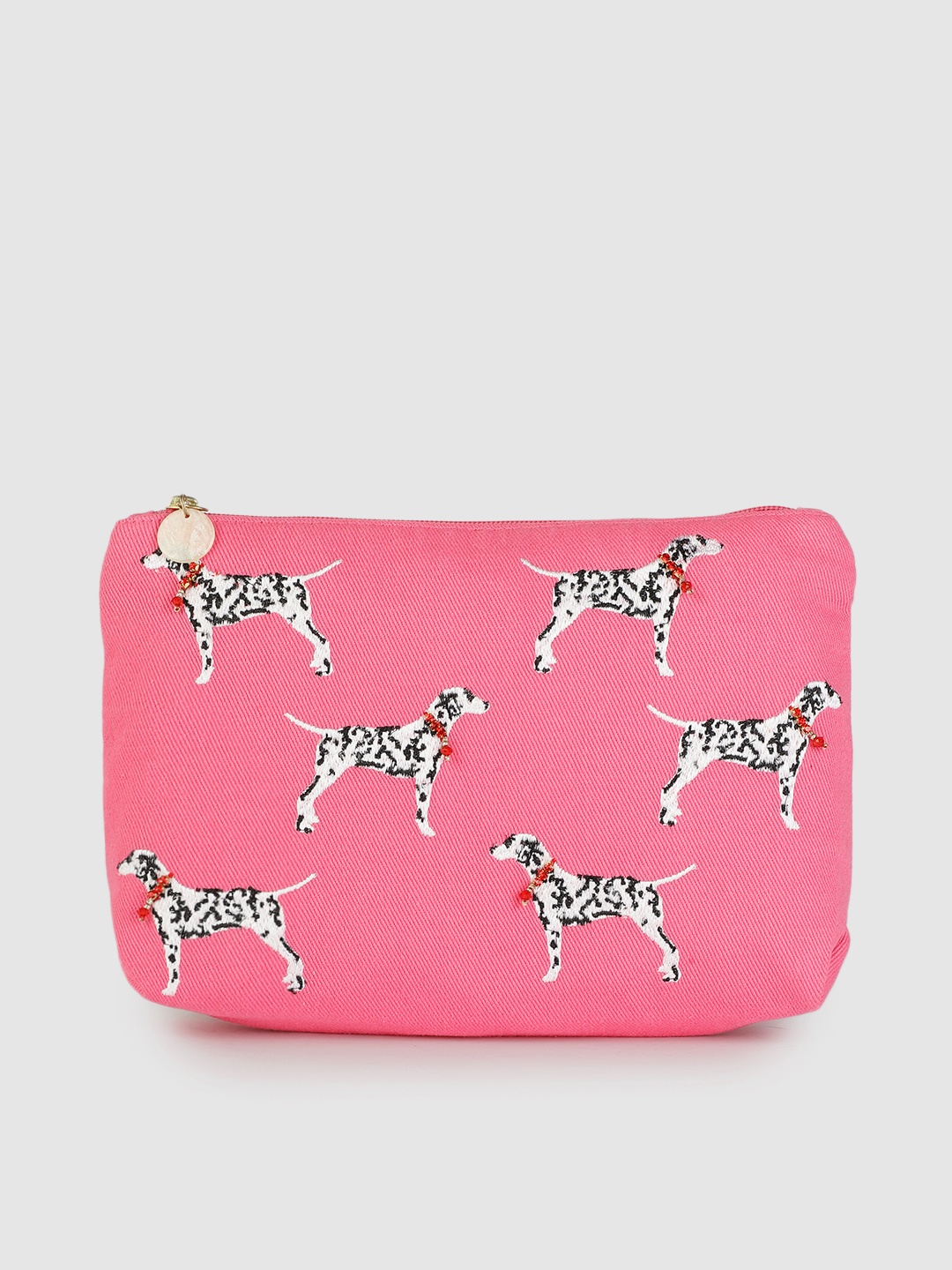 

Accessorize London Women Cotton Dalmatian Large Make Up Bag, Pink