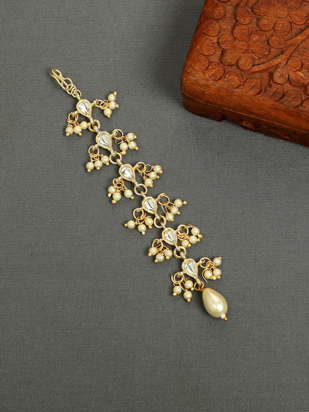

AccessHer Gold Plated White Kundan Studded Maangtika