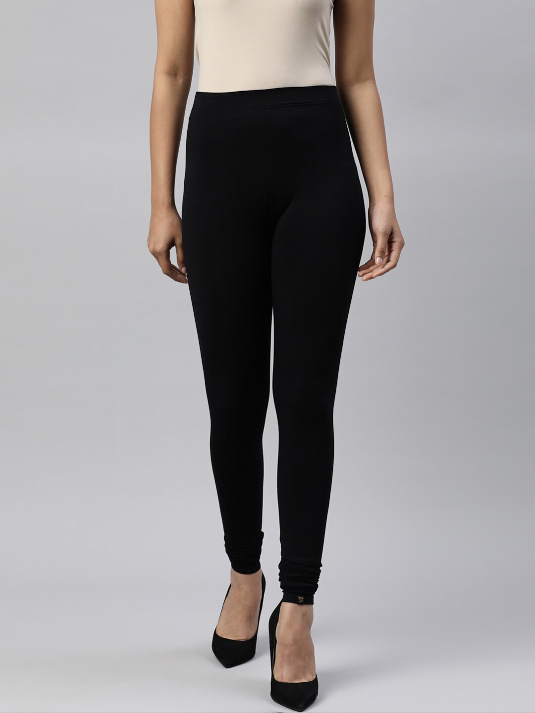 

TWIN BIRDS Women Solid Super Stretch Bamboo Cotton Ankle Length Leggings, Black
