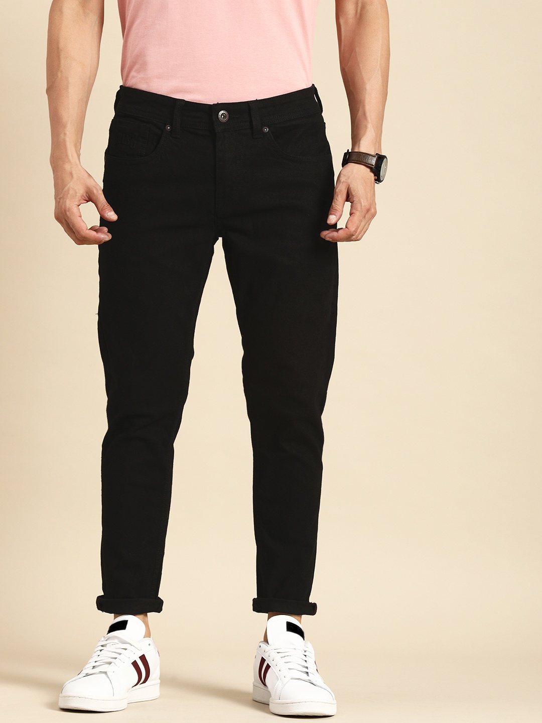 

Being Human Men Black Cropped Fit Stretchable Jeans