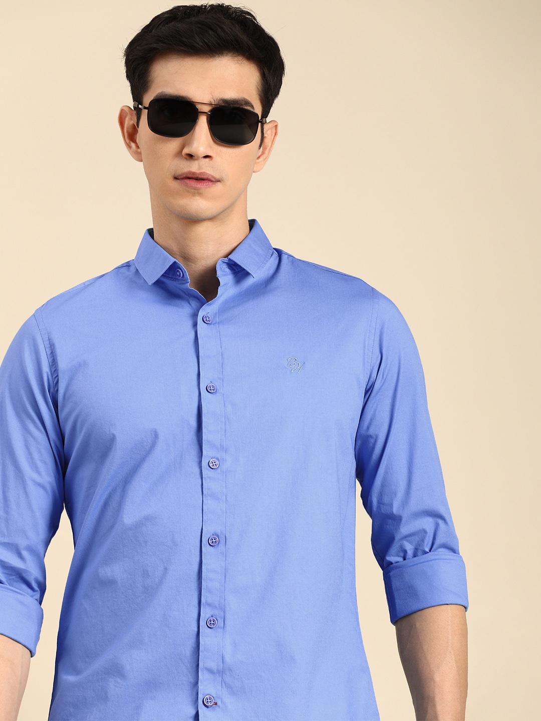 

Being Human Men Blue Solid Slim Fit Pure Cotton Casual Shirt