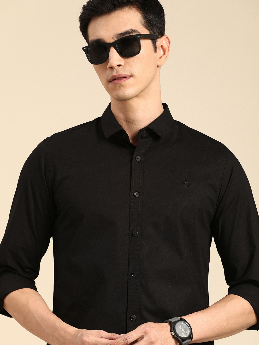 

Being Human Men Black Solid Slim Fit Casual Shirt