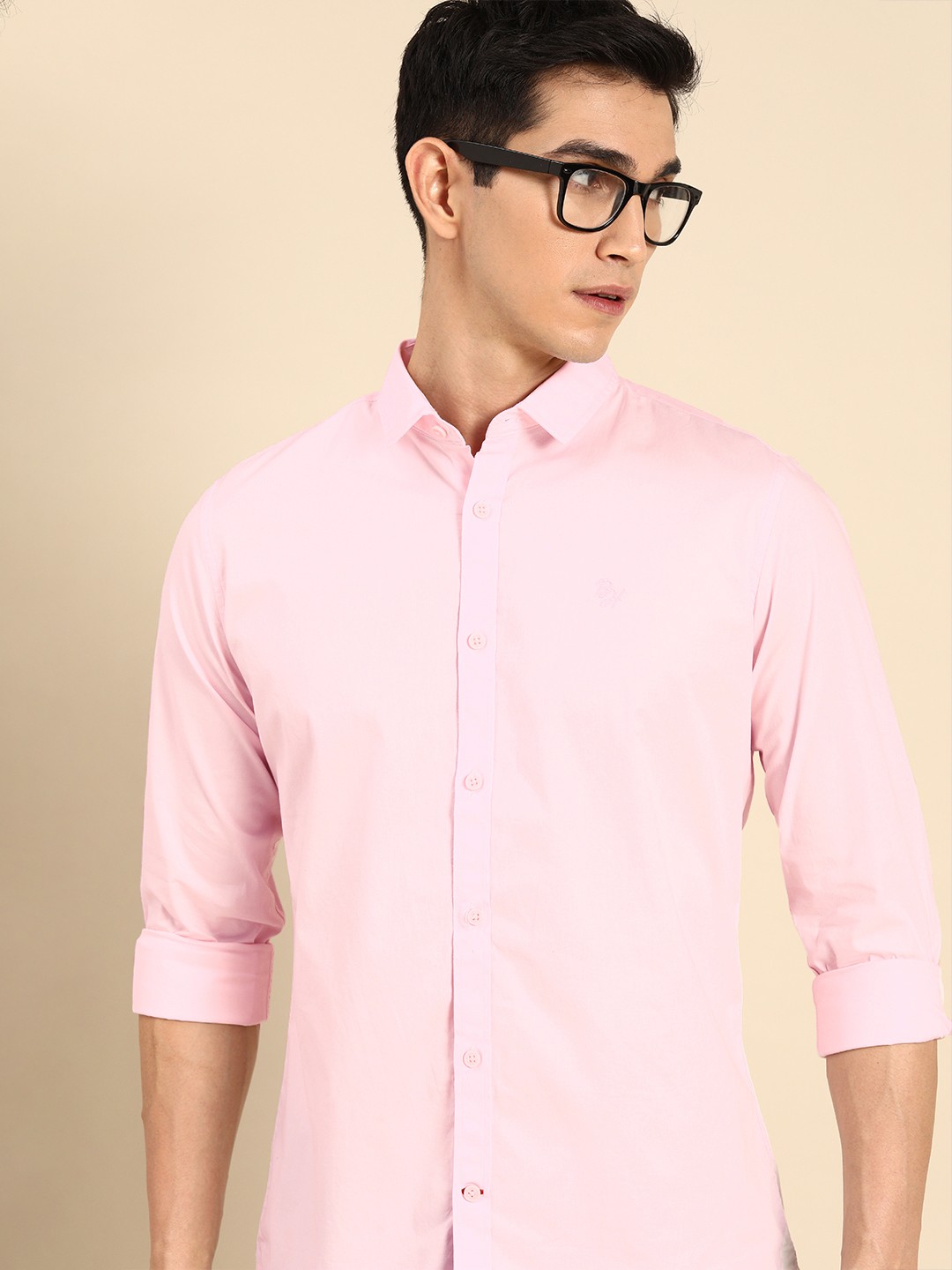 

Being Human Men Pink Solid Slim Fit Casual Shirt