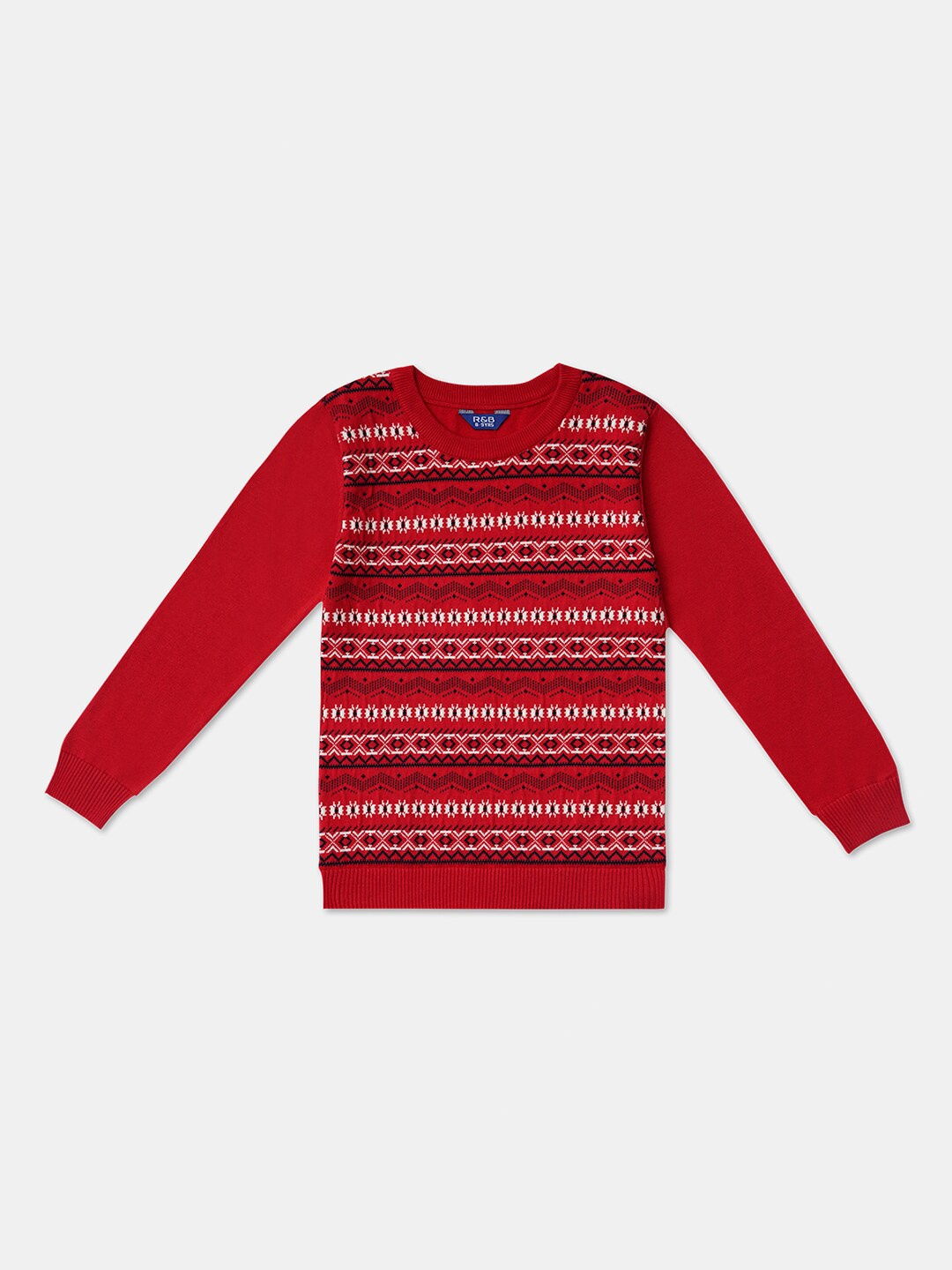 

R&B Boys Red & White Printed Pullover
