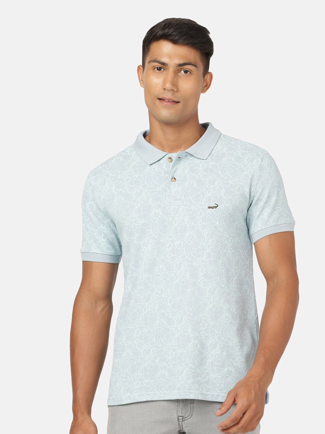 

Crocodile Men Blue Polo Collar Slim Fit T-shirt