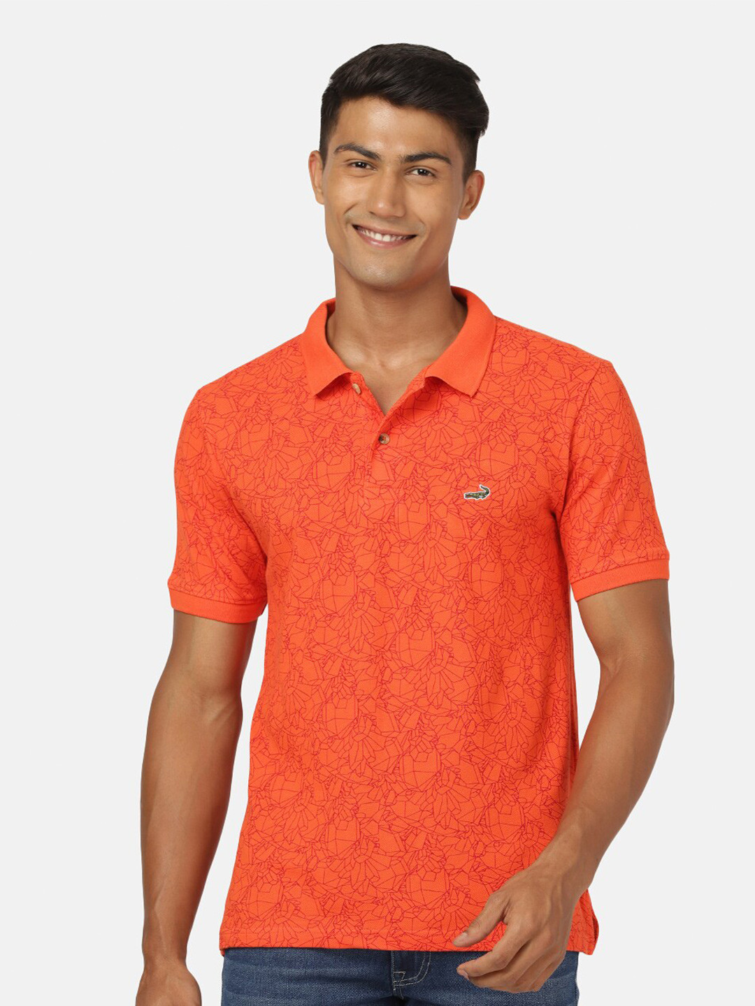 

Crocodile Men Red Polo Collar Slim Fit T-shirt