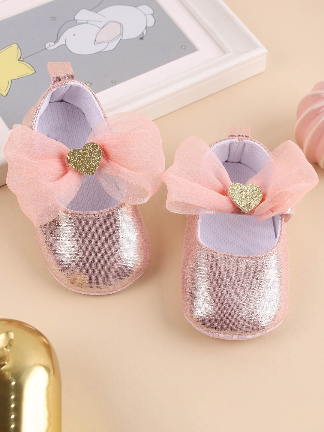 

KICKS & CRAWL Girls Pink Embellished Anti-Skid Booties