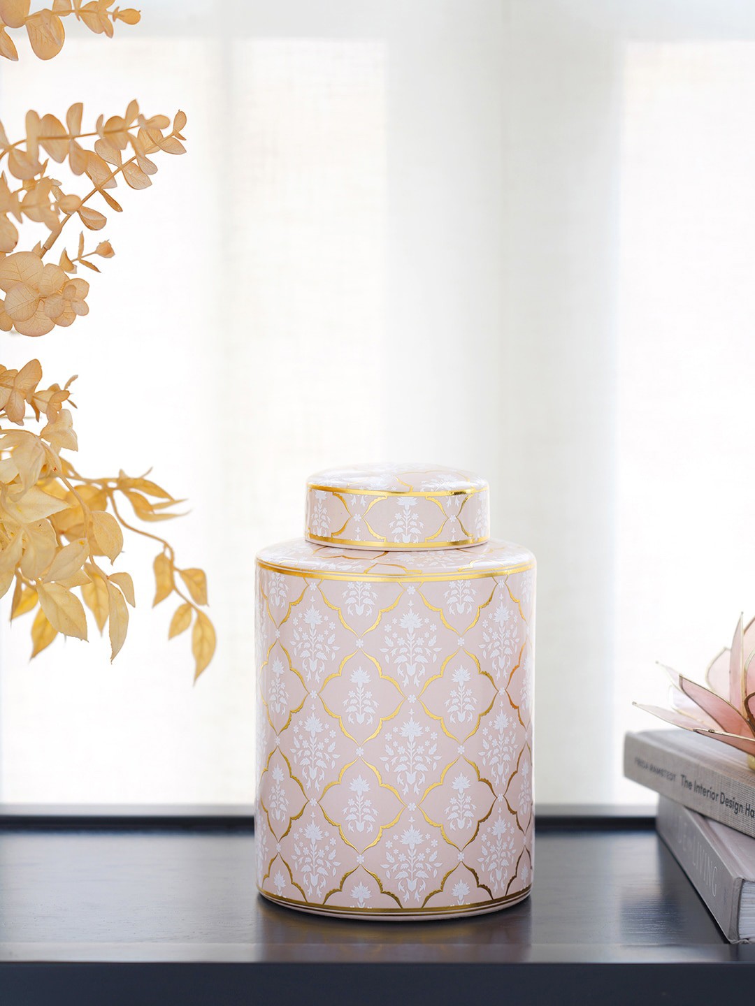 

Pure Home and Living Pink Printed Ceramic Canister-Medium