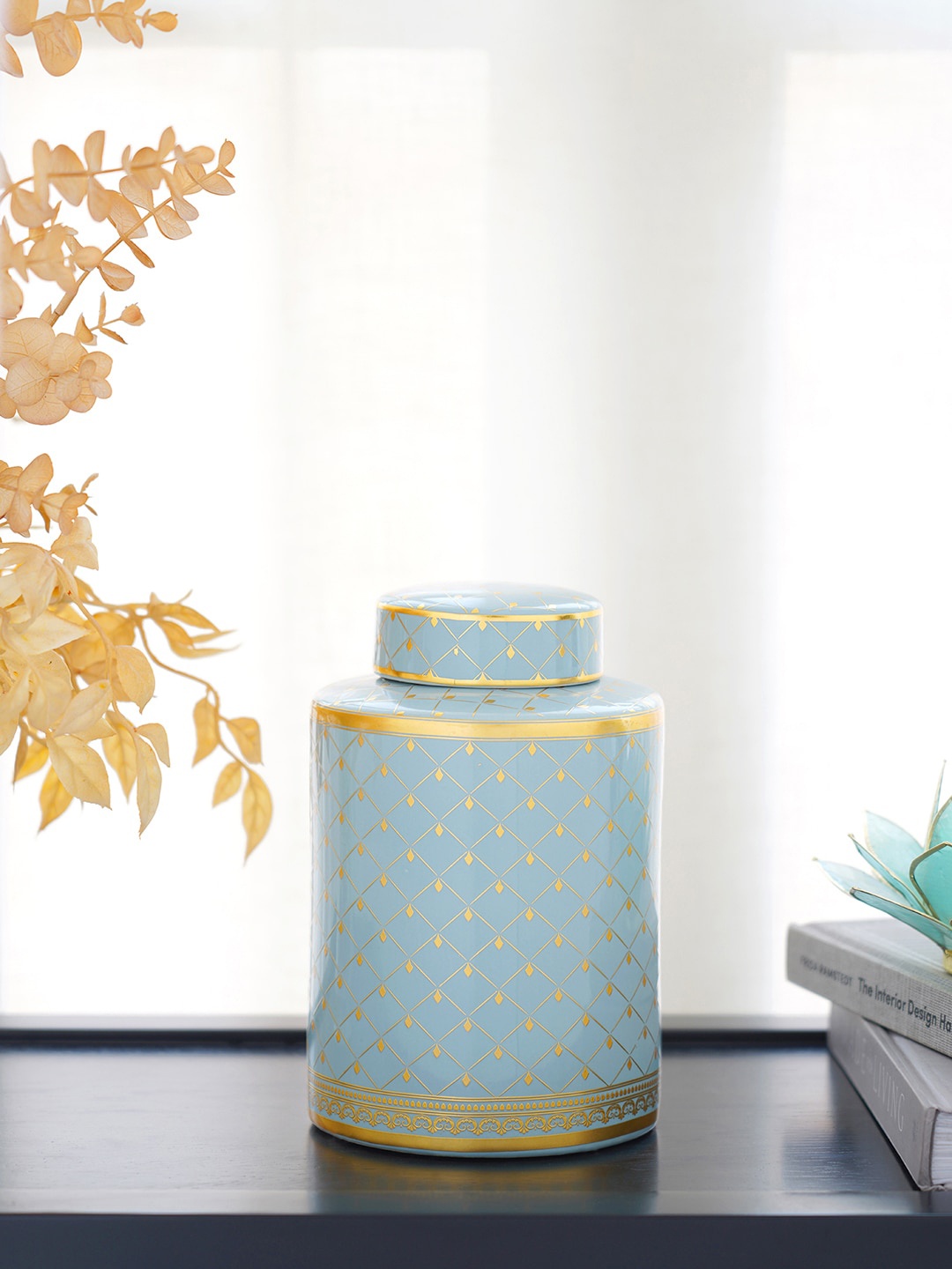 

Pure Home and Living Blue Printed Canister Medium