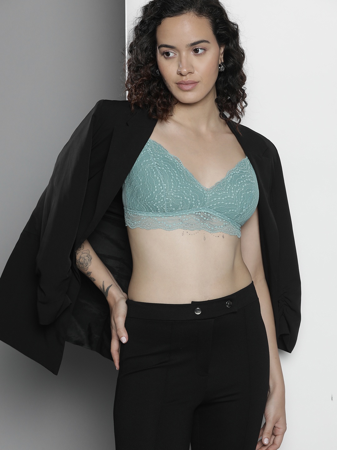 

DeFacto Medium Coverage Lightly Padded Maternity Lace Bra, Sea green