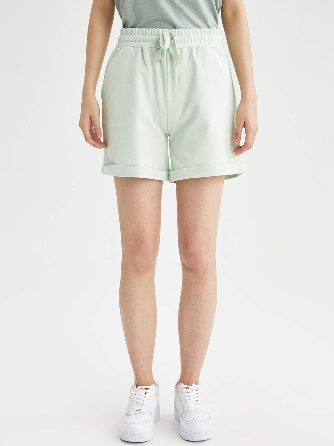 

DeFacto Women Sea Green Solid Shorts